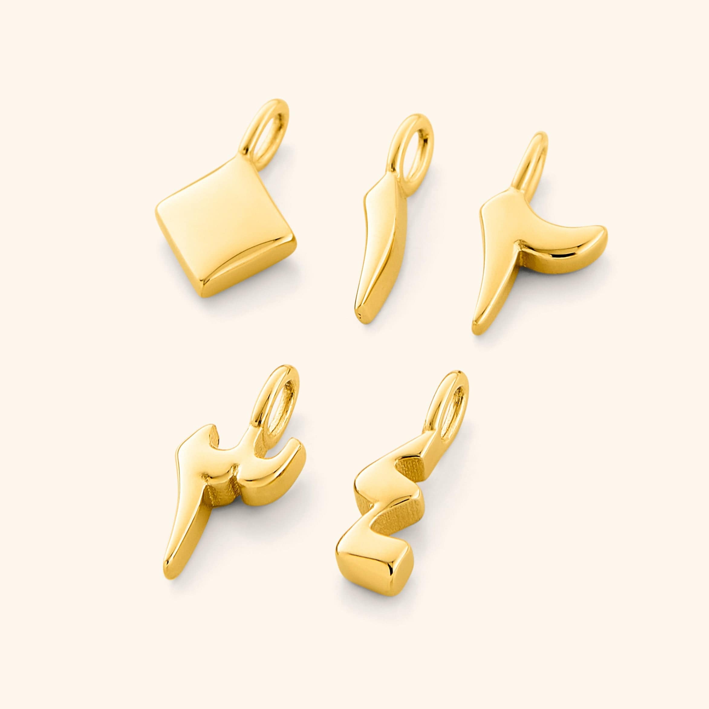 Stackable Arabic number charms displayed on a necklace, showcasing their elegant design.