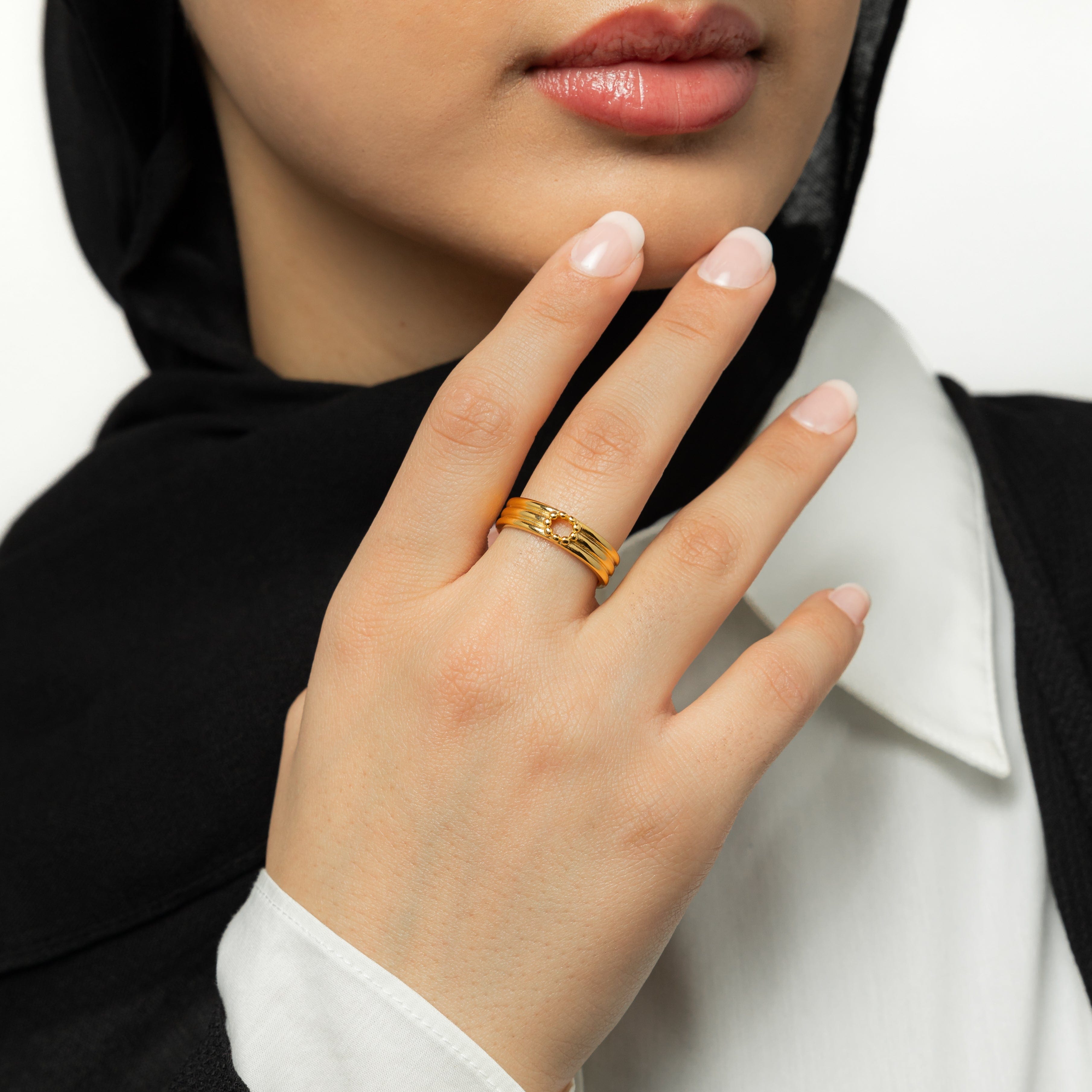 Close-up view of the Eternal Blossom Statement Ring showcasing its intricate flower design.