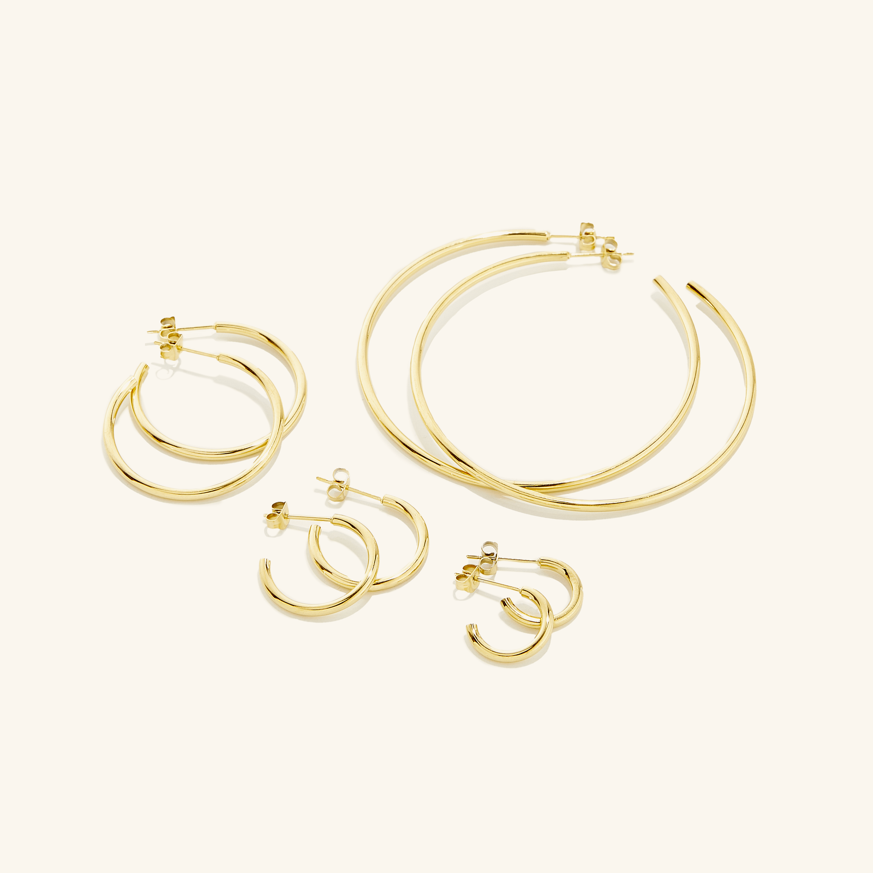 Close-up of the Essential Earring Set showcasing four pairs of stylish earrings.