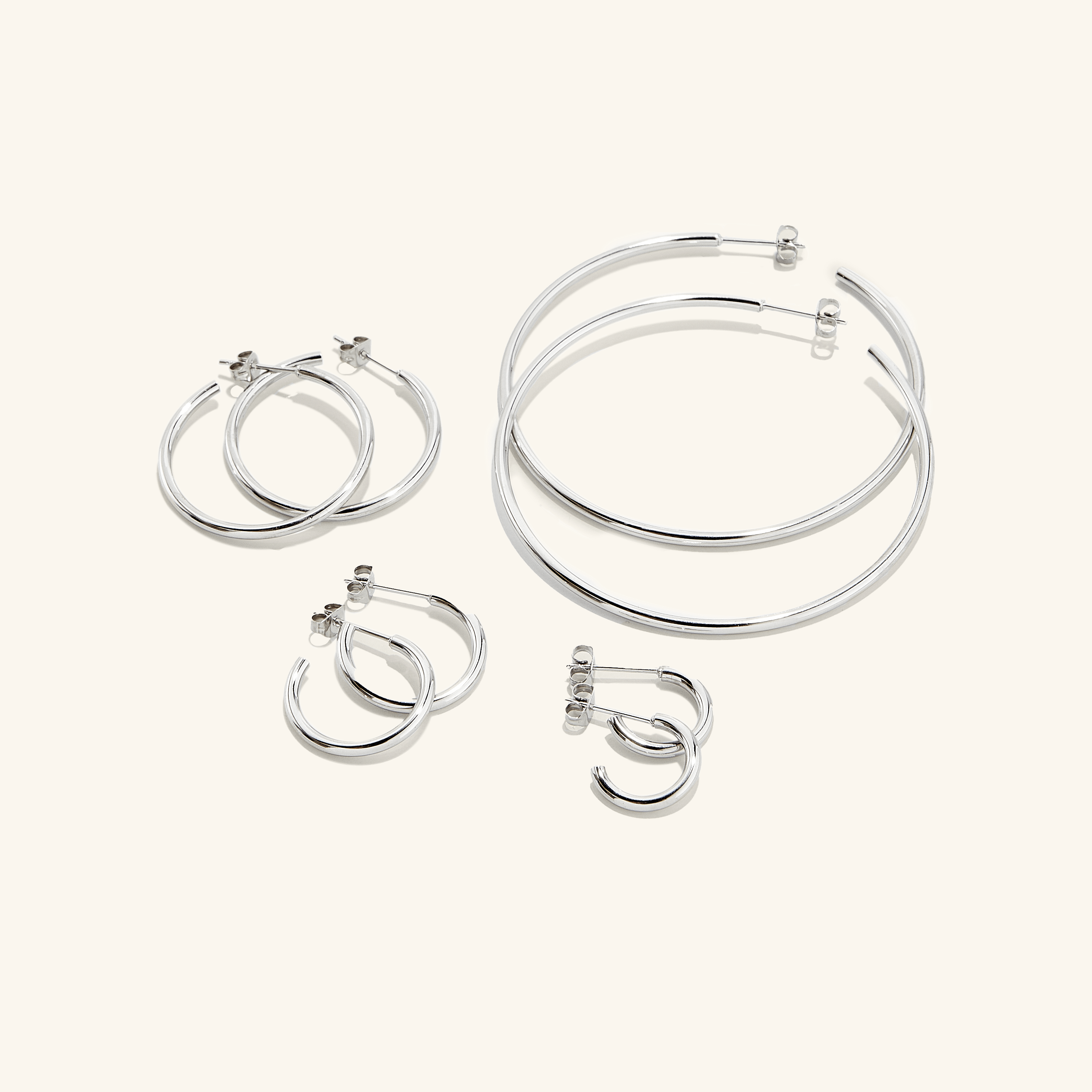 Close-up of the Essential Earring Set showcasing four pairs of stylish earrings.