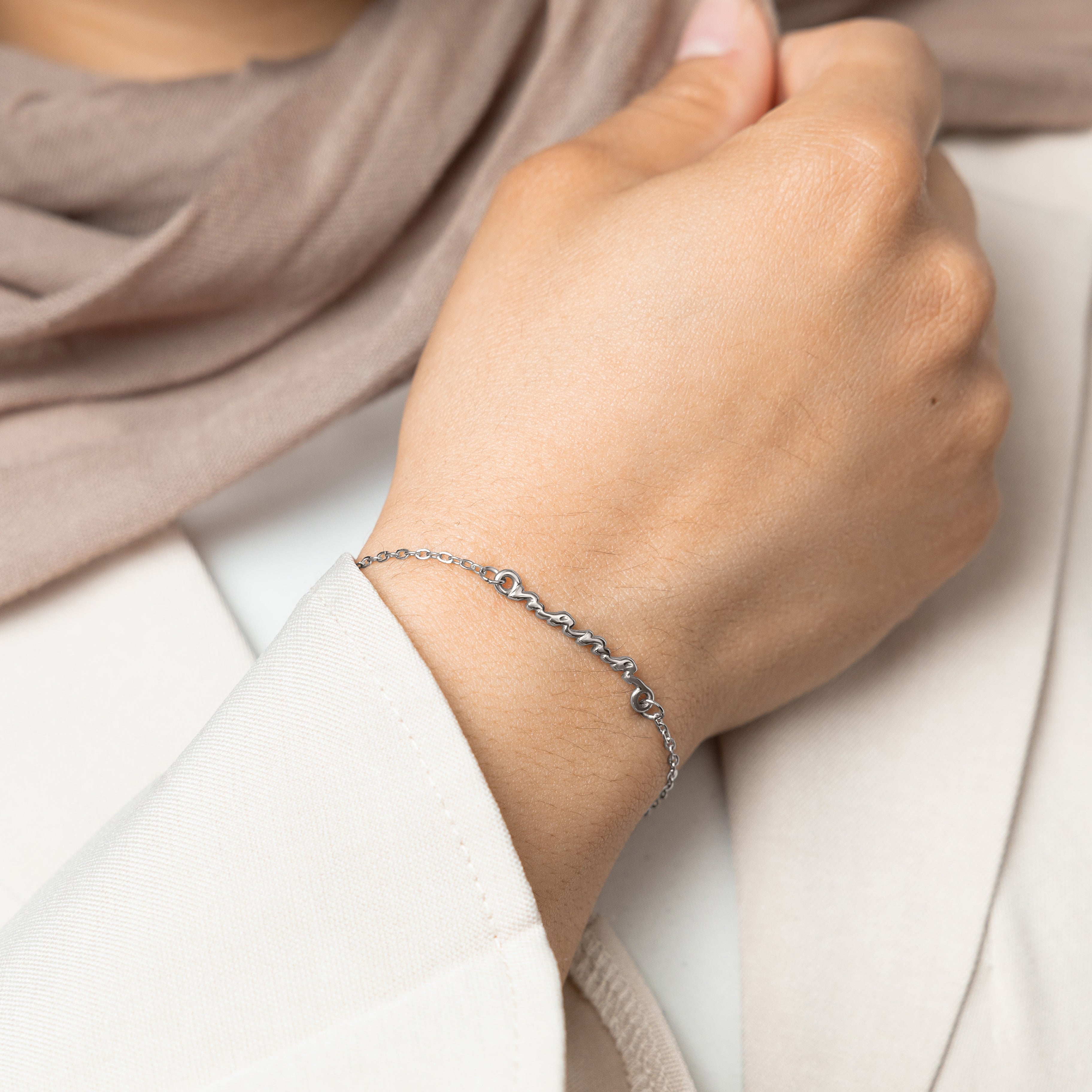 Elegant Mama Bracelet worn on a wrist, perfect for everyday wear.