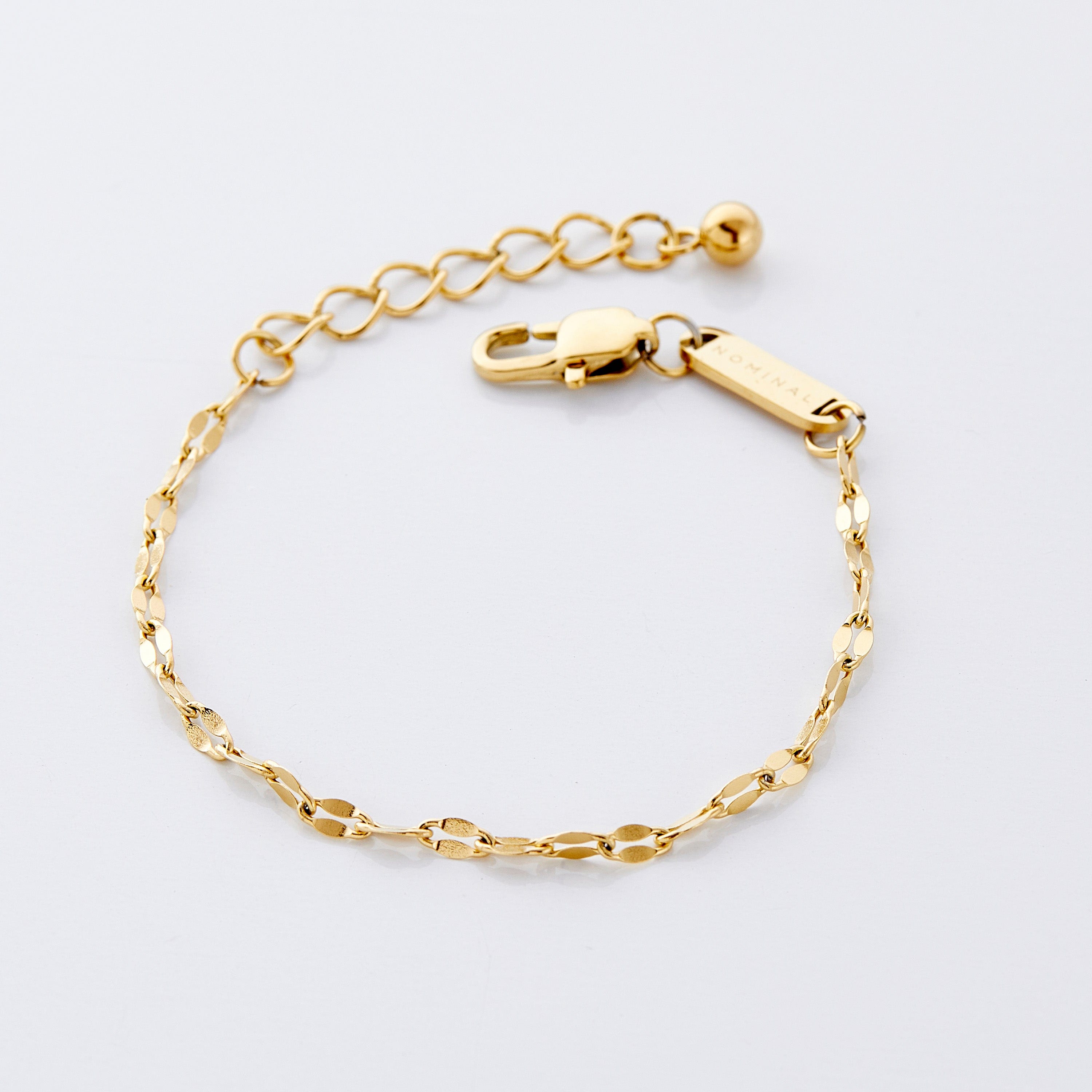 Close-up of the flutter chain bracelet showcasing its intricate design and shine.