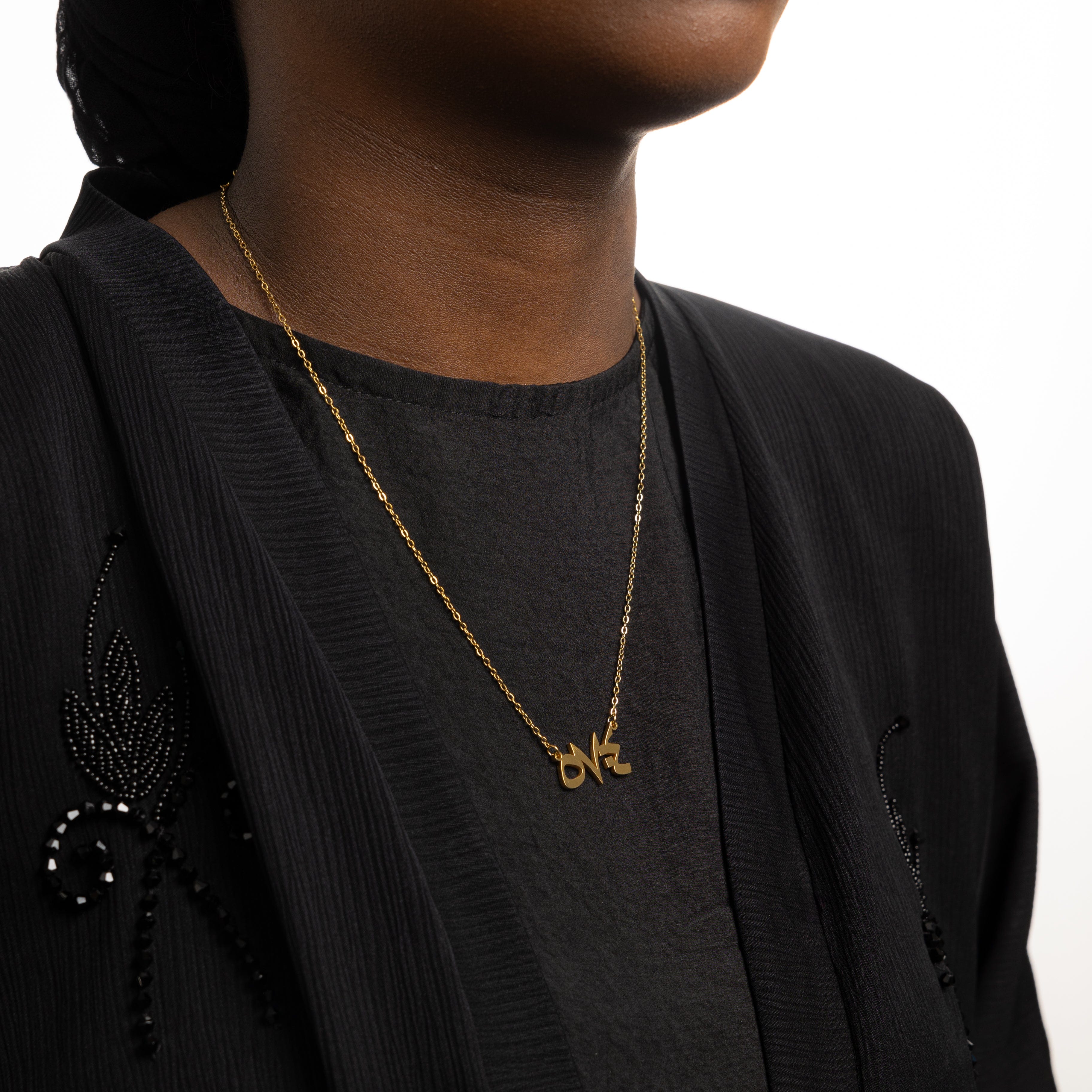 Everlasting Faith Verse Necklace on a model, highlighting the beautiful pendant and chain length.