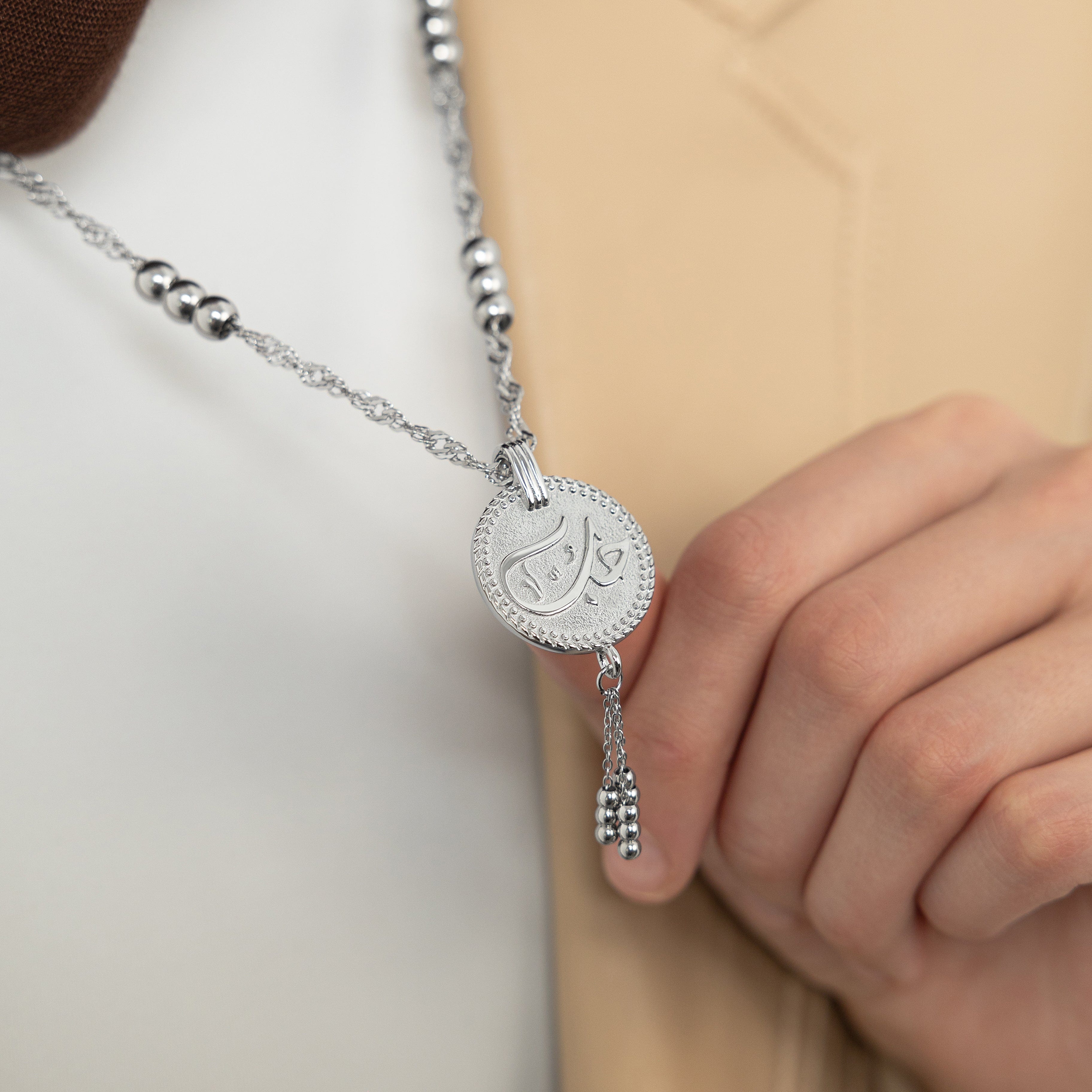 Eternal Love Vintage Coin Necklace displayed in a velvet pouch, emphasizing its luxurious packaging.