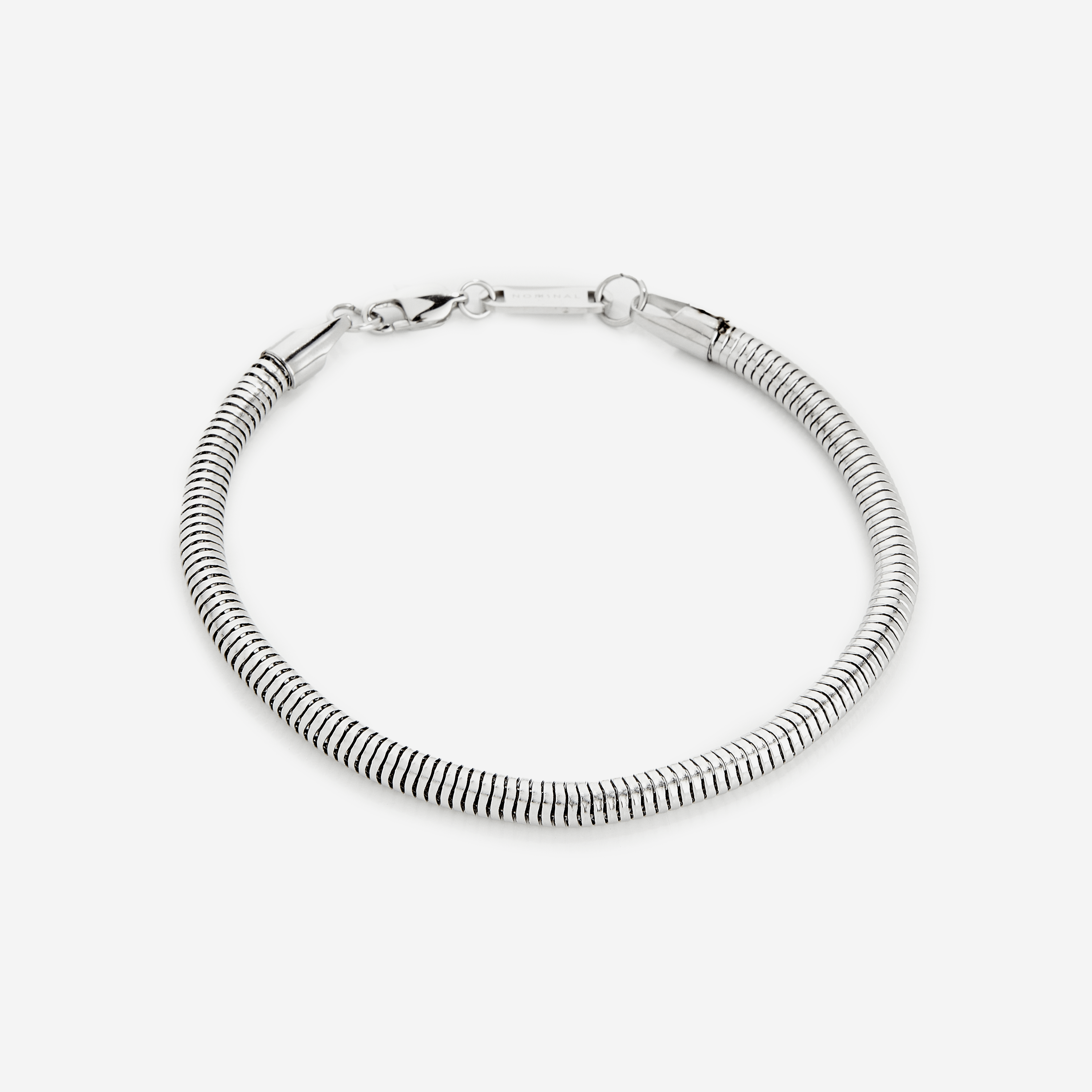 Close-up of the Harmony stainless steel bracelet showcasing its sleek, uniform links, perfect for fashion-conscious men.