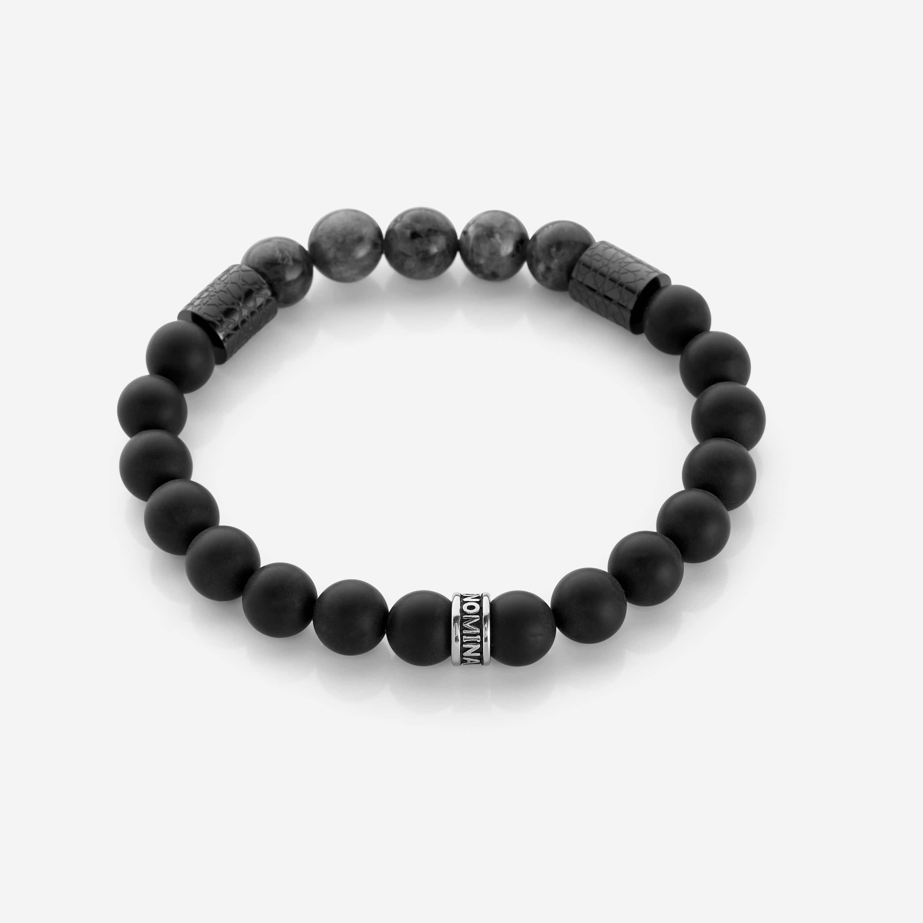 Close-up of the Cosmic Matte Black Stone Bracelet showcasing its smooth texture and matte finish.