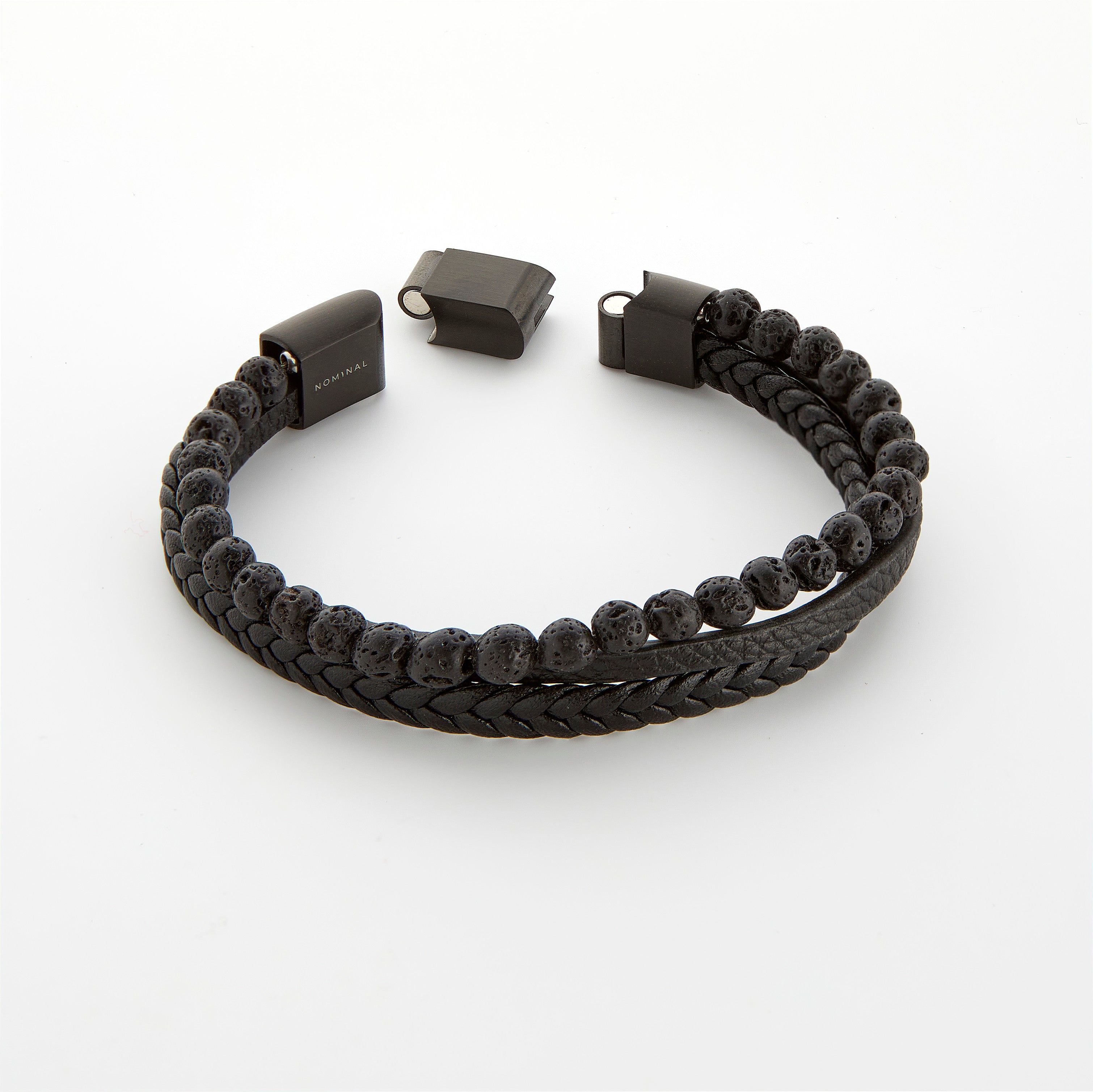 The Trio Luxe Stackable Bracelet displayed in a velvet pouch, highlighting its premium quality.