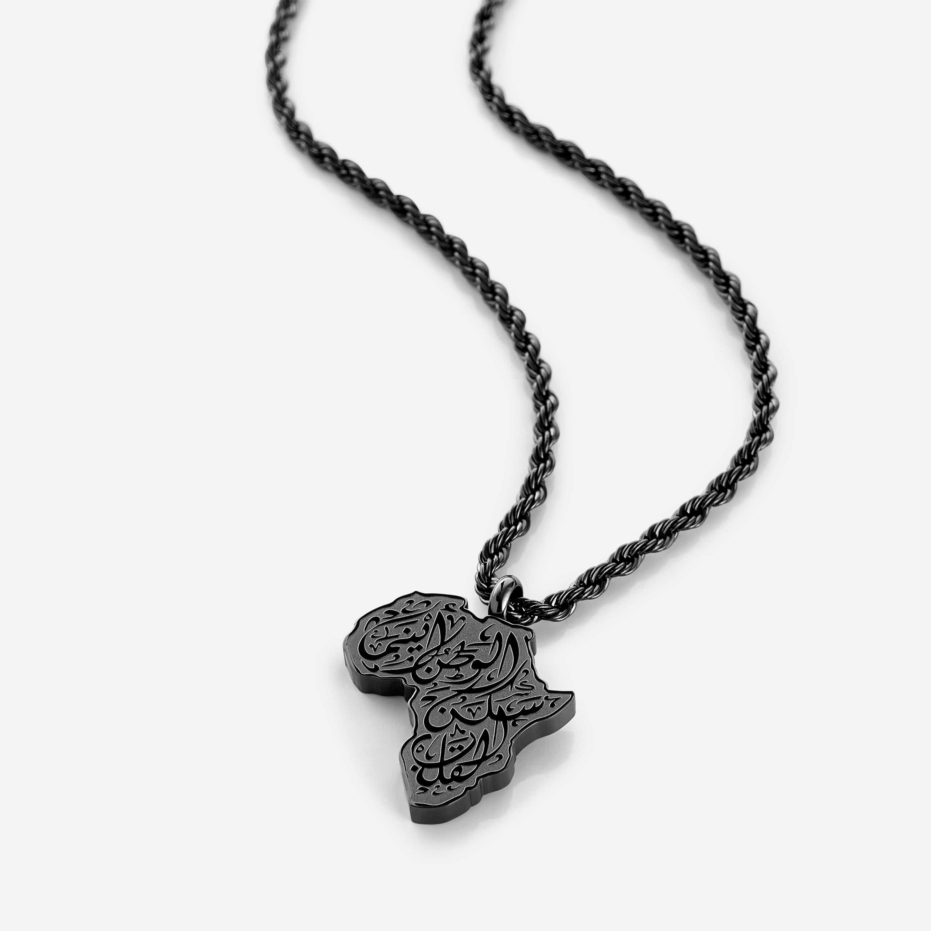 Hometown map necklace for men with intricate engraving.
