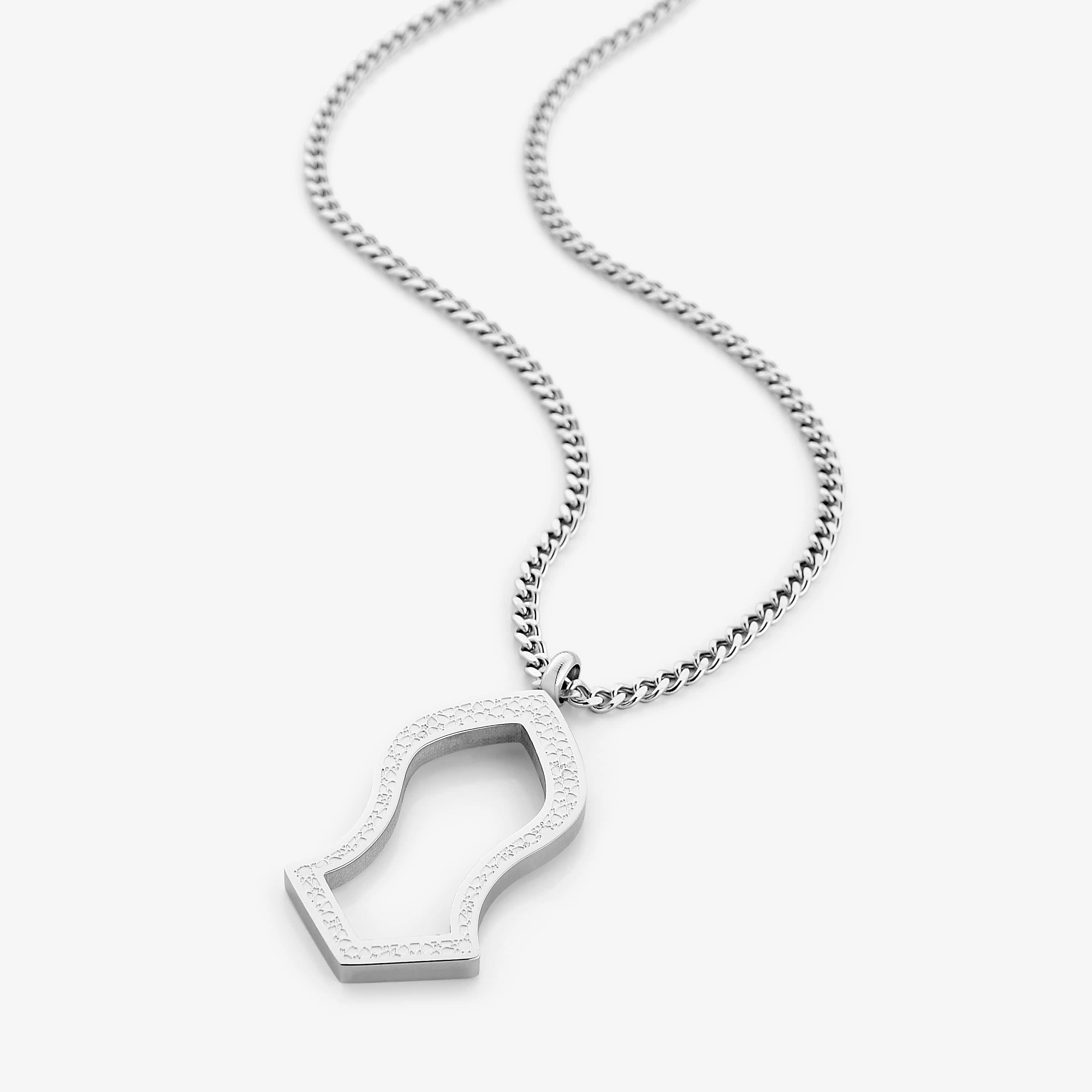 Front view of the Prophet's Sandal Necklace showcasing the intricate geometric designs.