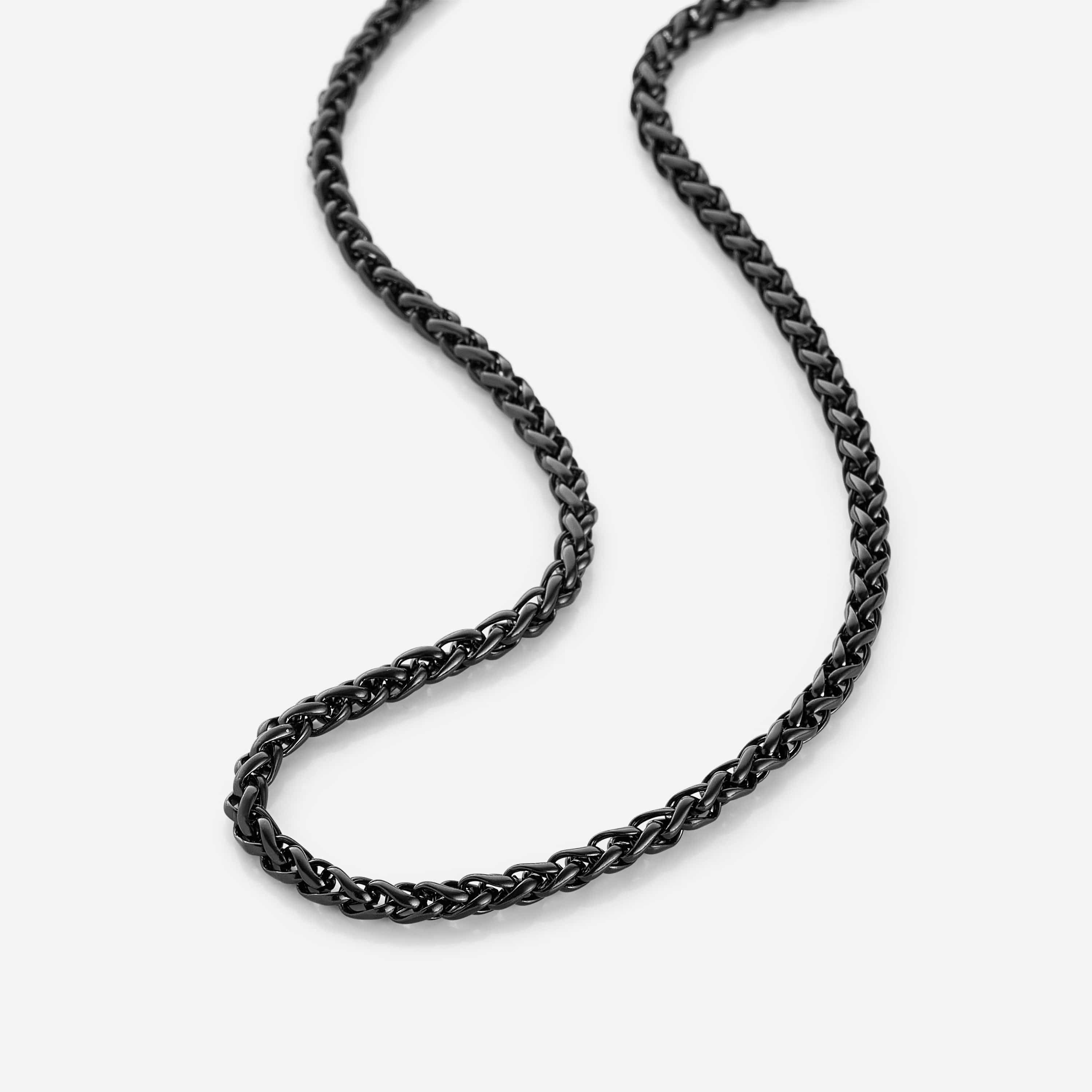 Mens wheat chain necklace styled with a casual outfit, highlighting its versatility.