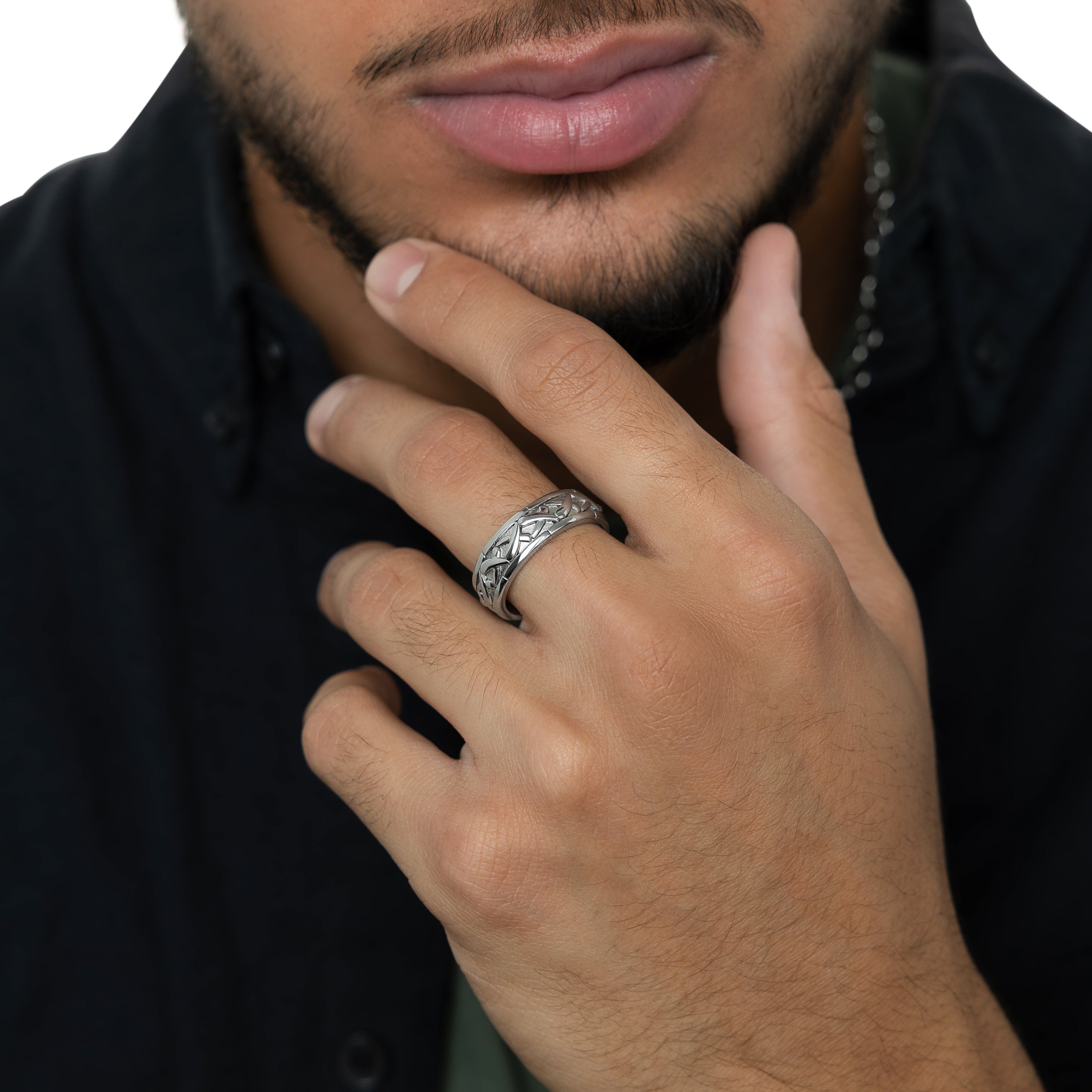 Close-up view of the Emblem of Legacy Ring showcasing its elegant design and craftsmanship.