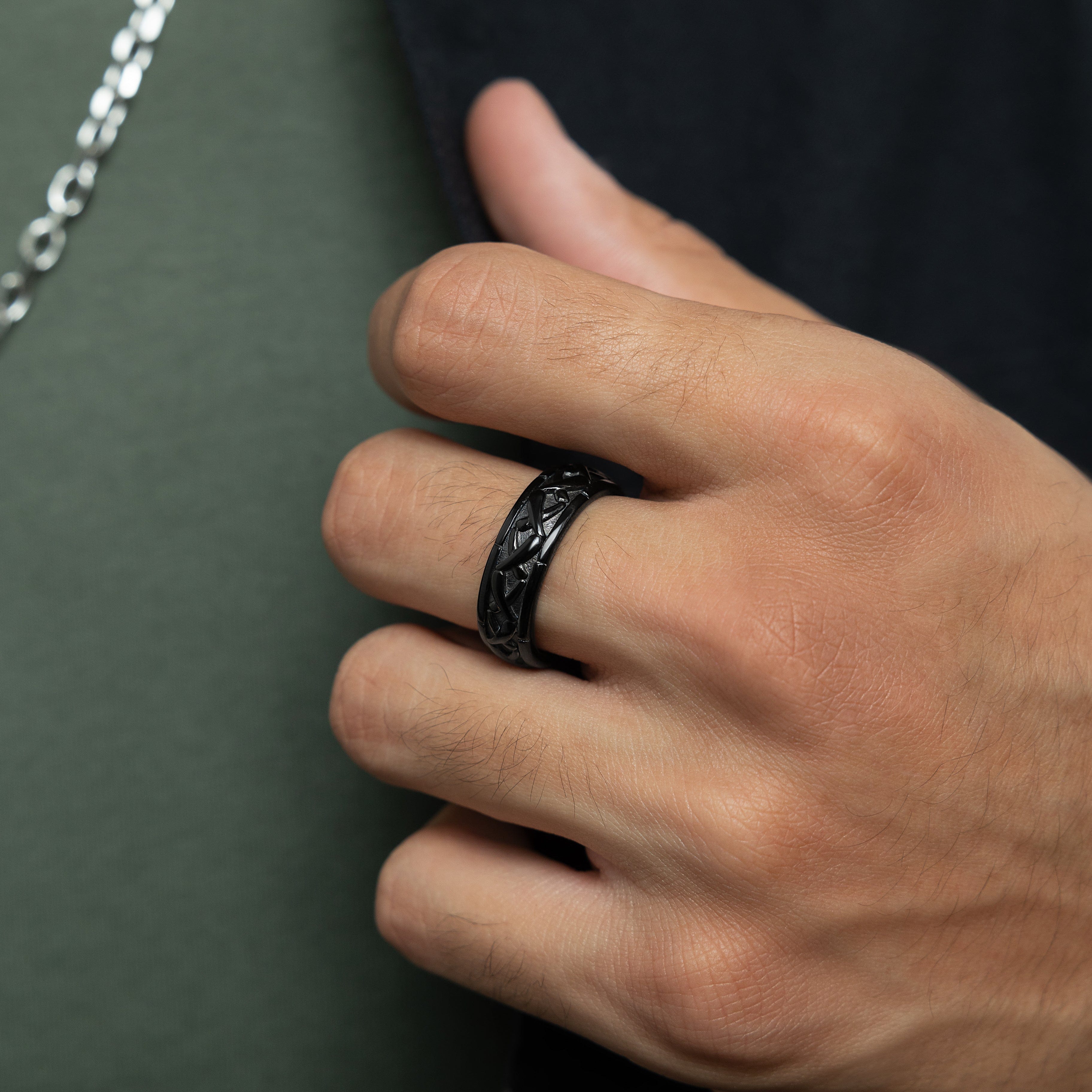 Packaging of the Emblem of Legacy Ring in a drawstring pouch, perfect for gifting.