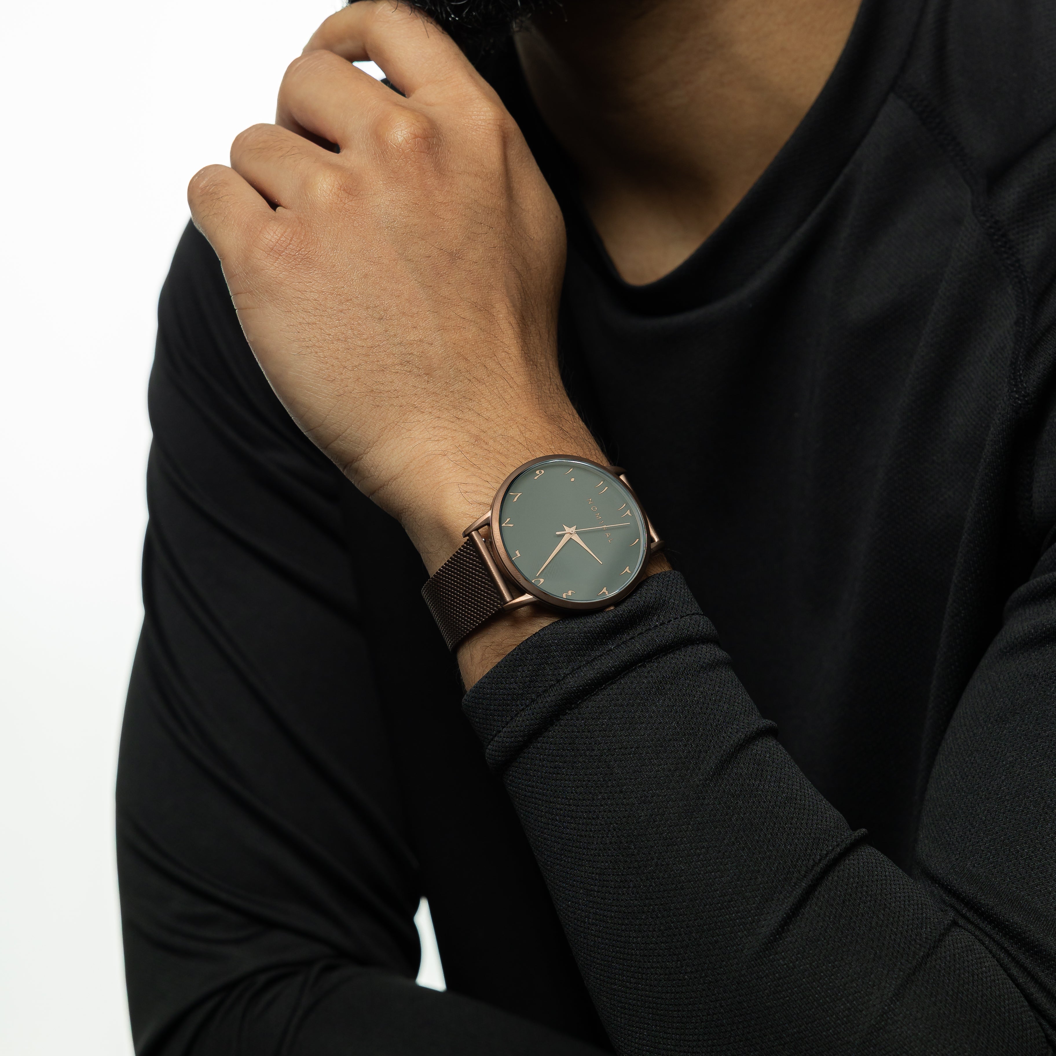 The Nominal Outcast displayed on a wrist, highlighting its unique design and elegant look.