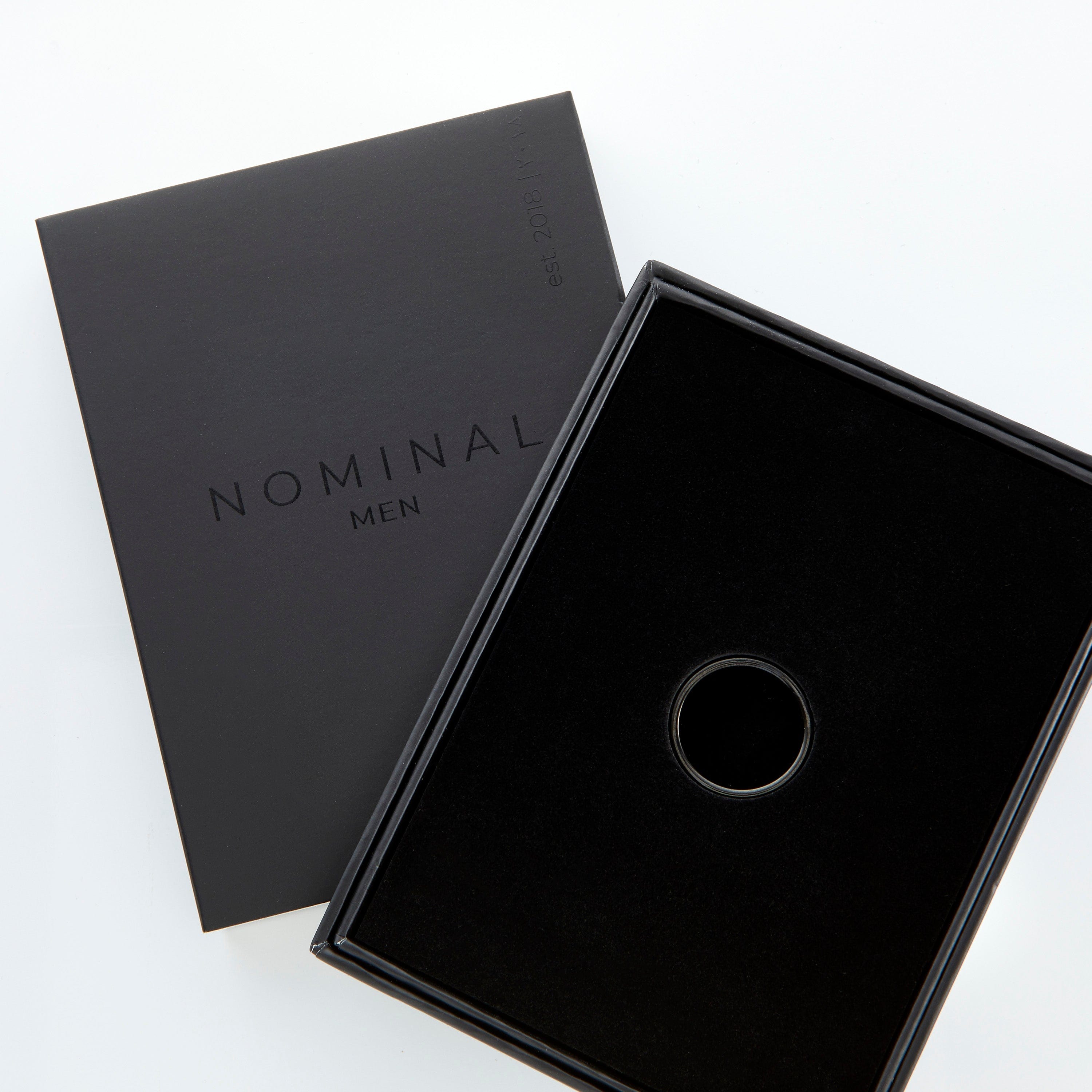 Flat tungsten band worn on a mans hand, highlighting its elegance.