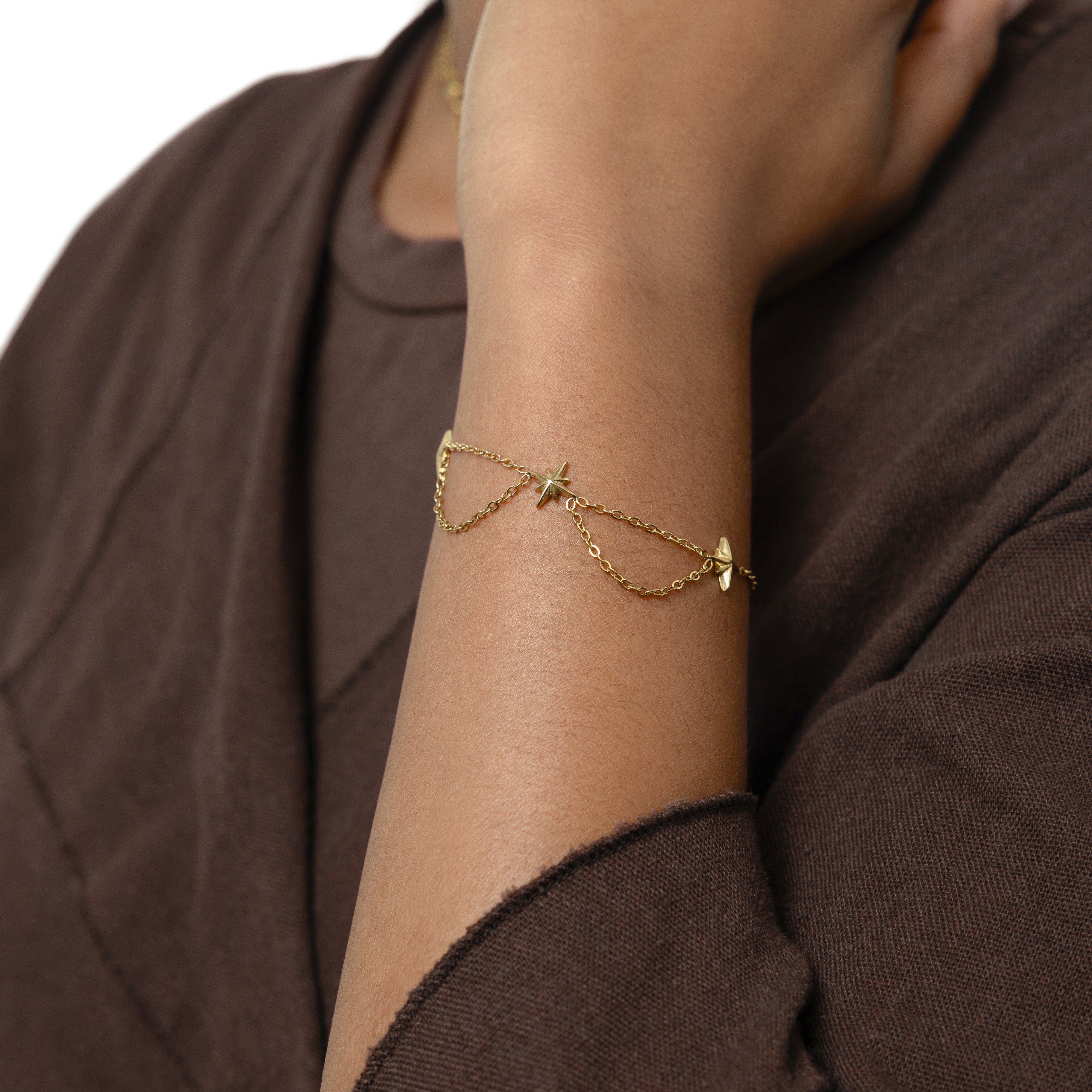 Guiding Star Bracelet displayed in a velvet pouch, emphasizing its elegant presentation for gifts.