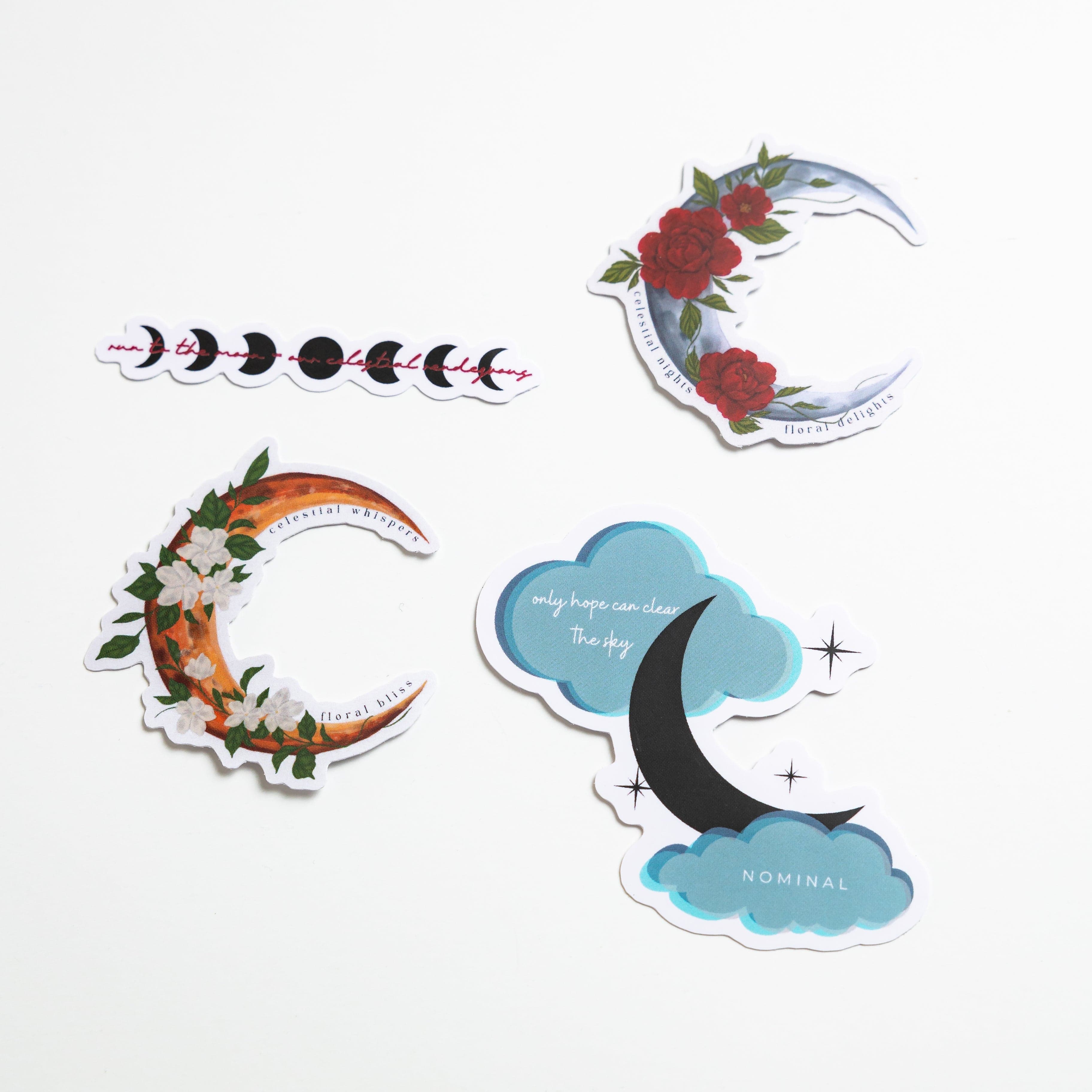 Sticker showcasing the phases of the moon, perfect for dreamers.