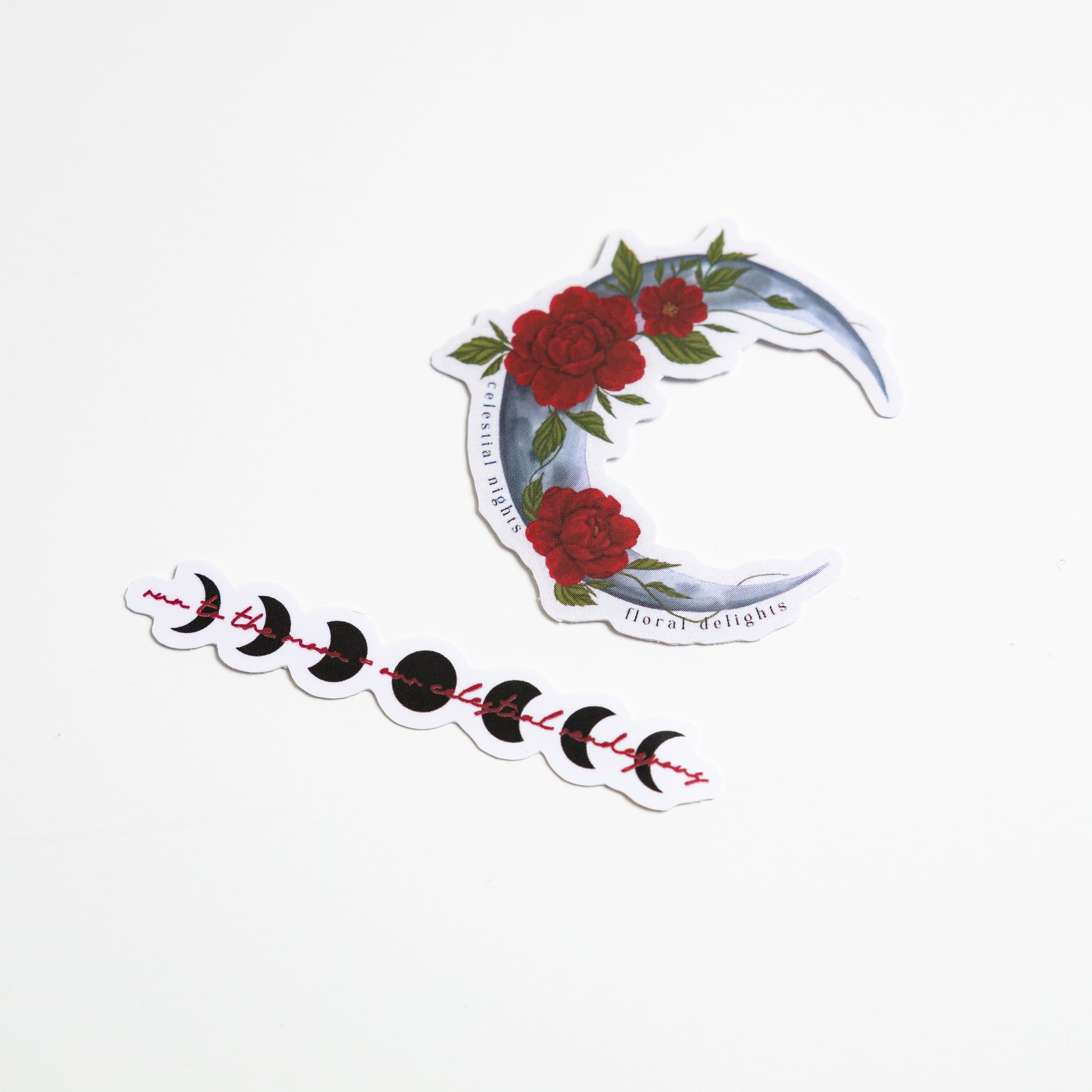 Crescent moon sticker peeking through clouds, symbolizing hope.