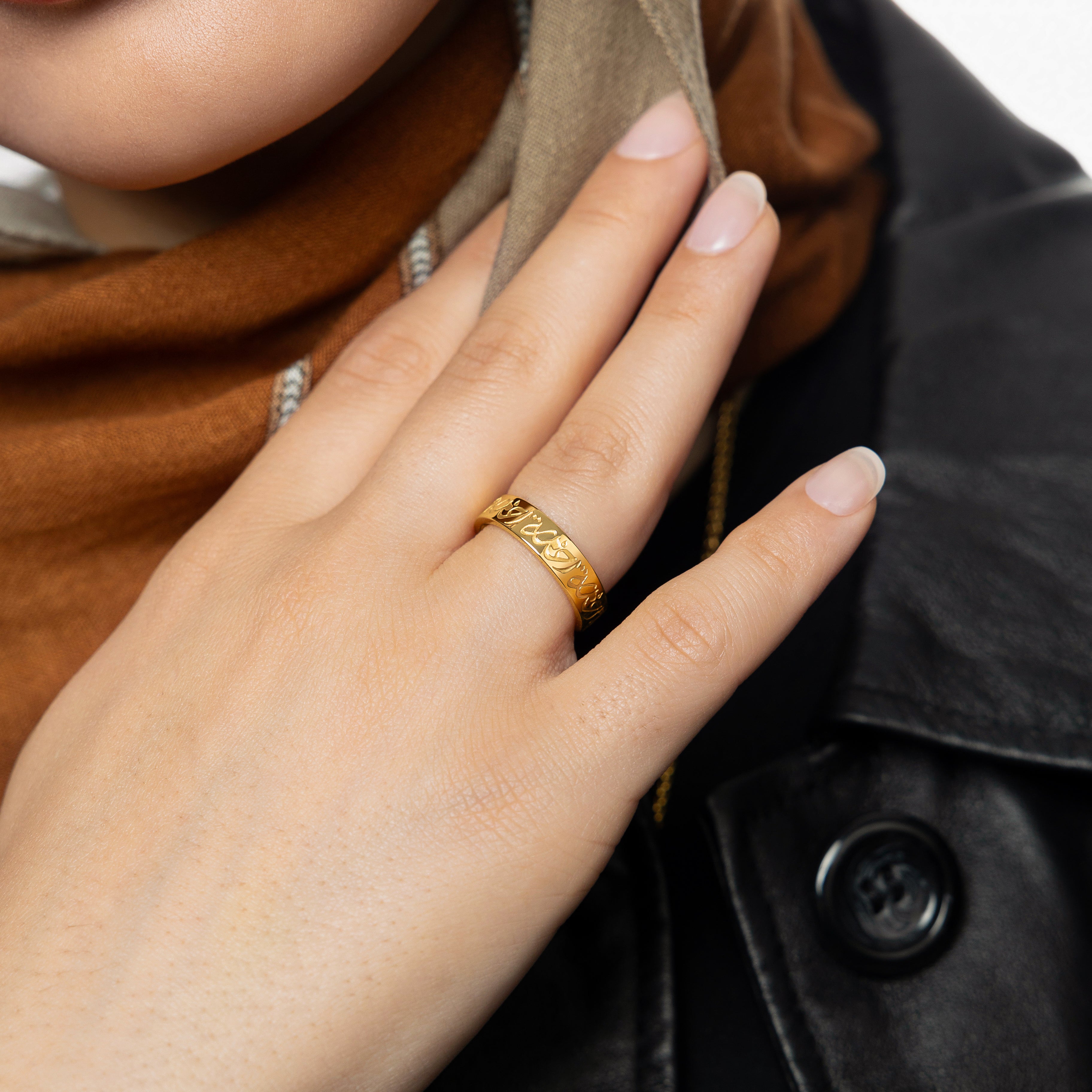 The Rahma Mercy Ring displayed in a velvet pouch, perfect for gifting or personal use.
