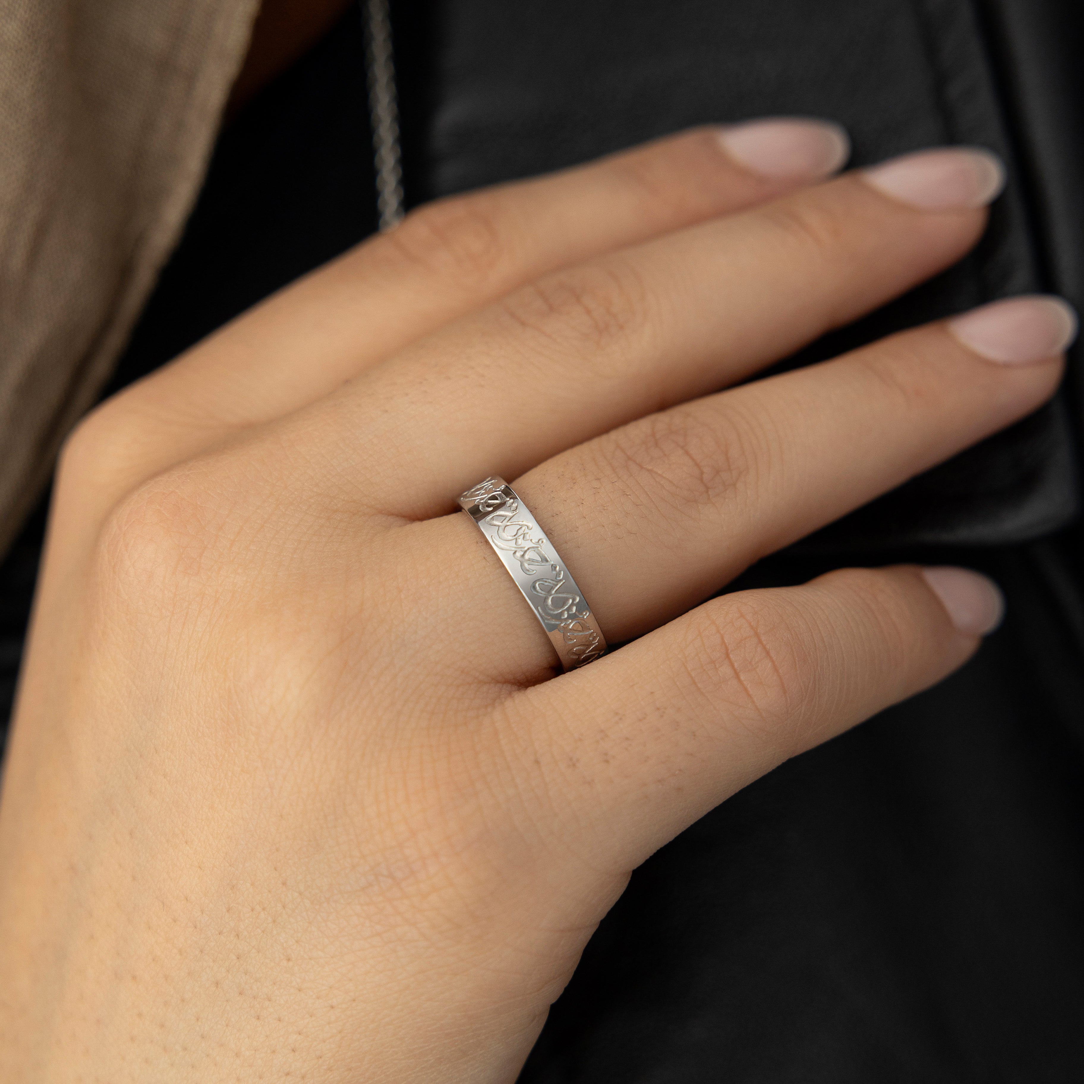 The Rahma Mercy Ring displayed in a velvet pouch, perfect for gifting or personal use.