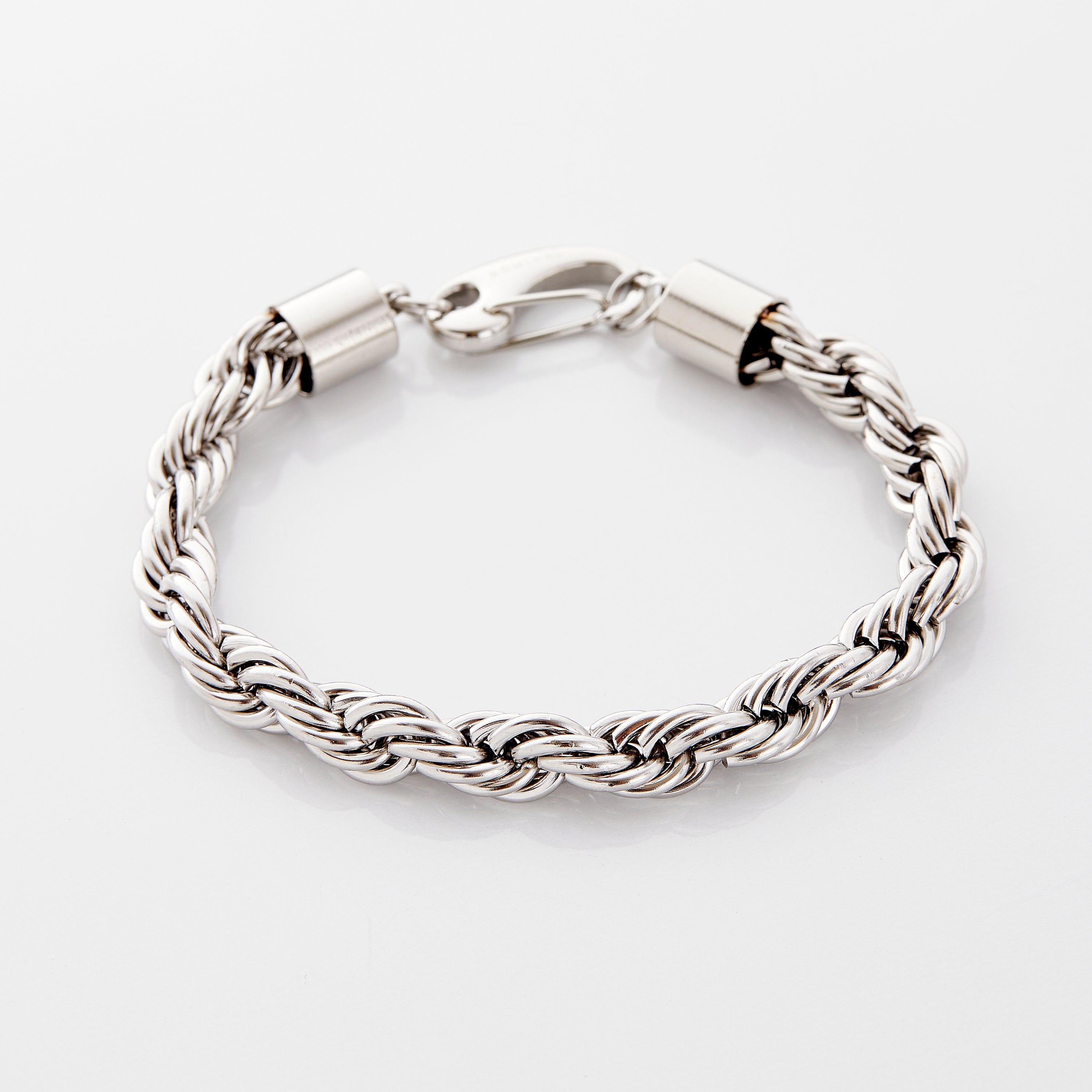 Close-up view of the Twisted Elegance men's rope chain bracelet showcasing its intricate twisted design.