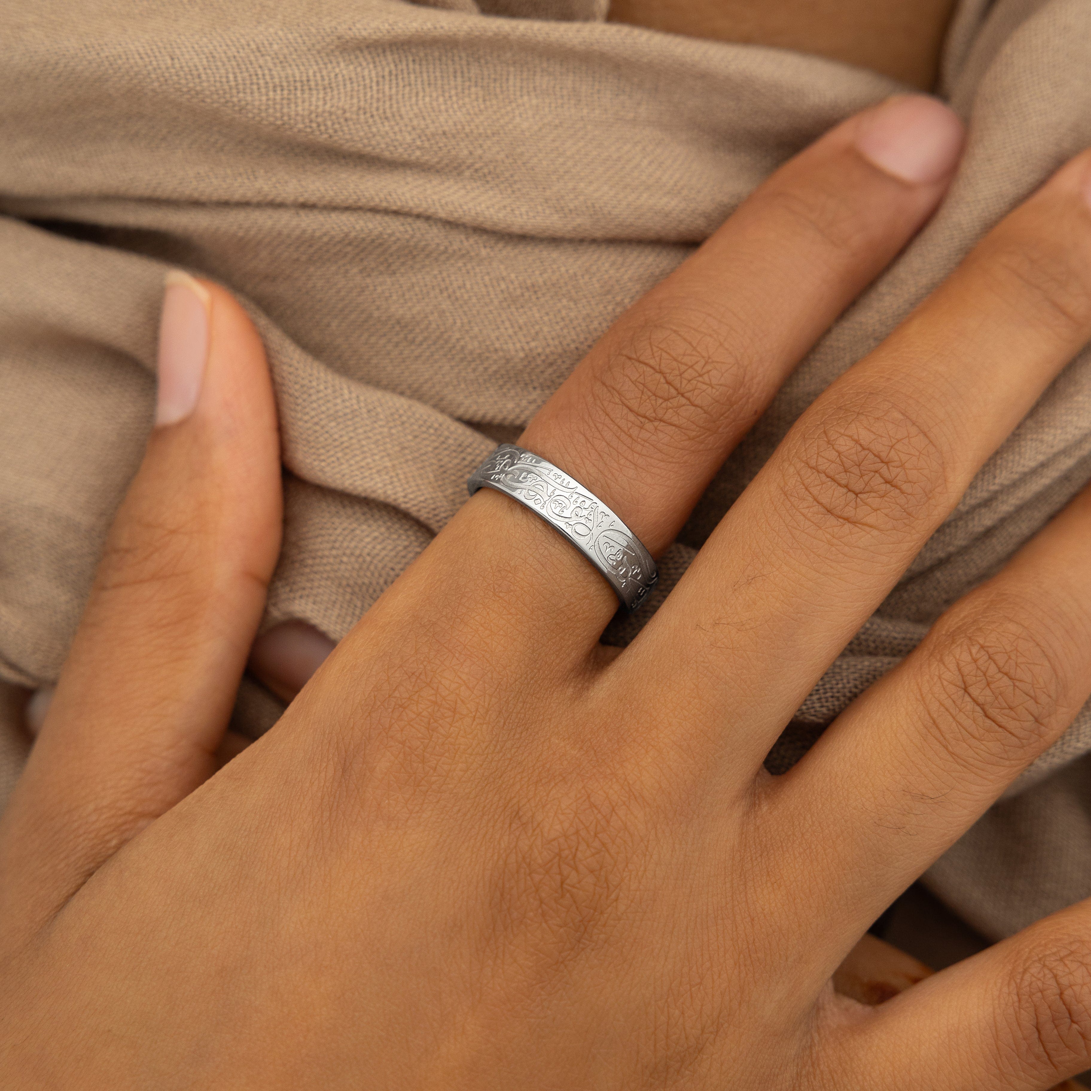 Rumi ring elegantly placed in a velvet pouch, perfect for gifting.