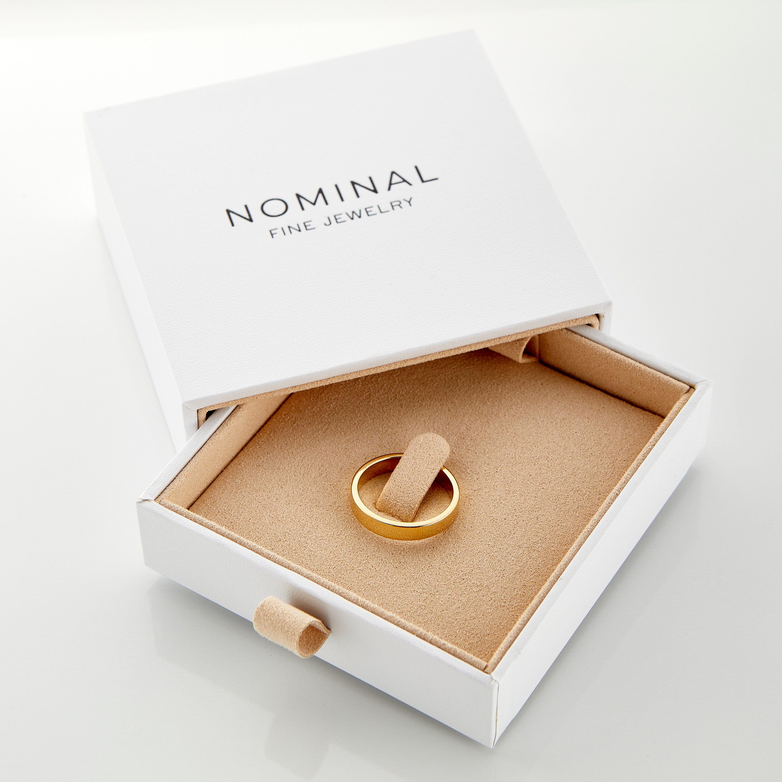 Close-up of the interior of the 18K gold ring to show its quality craftsmanship.