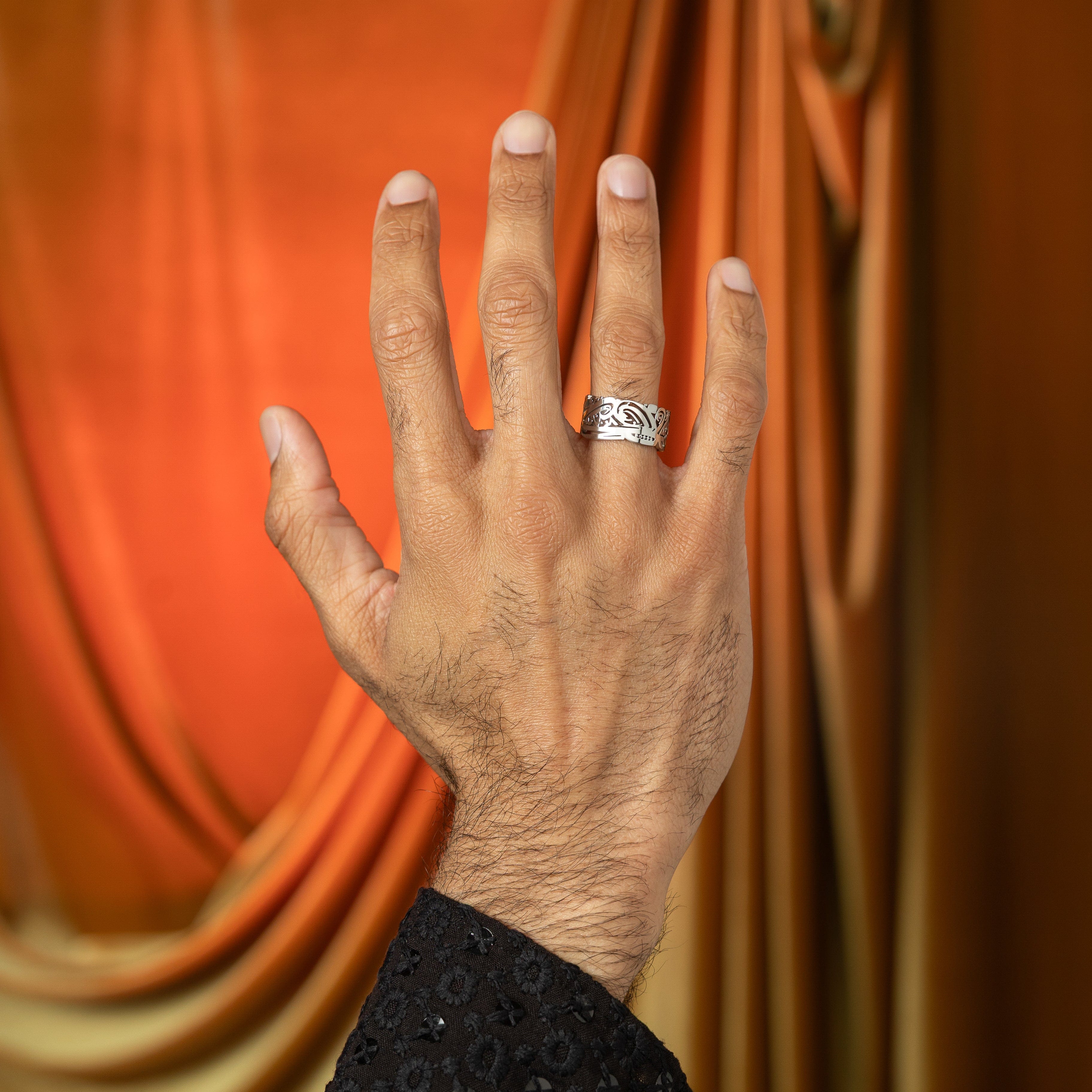 EASE stainless steel ring displayed in its elegant Nominal velvet pouch, perfect for gifting.