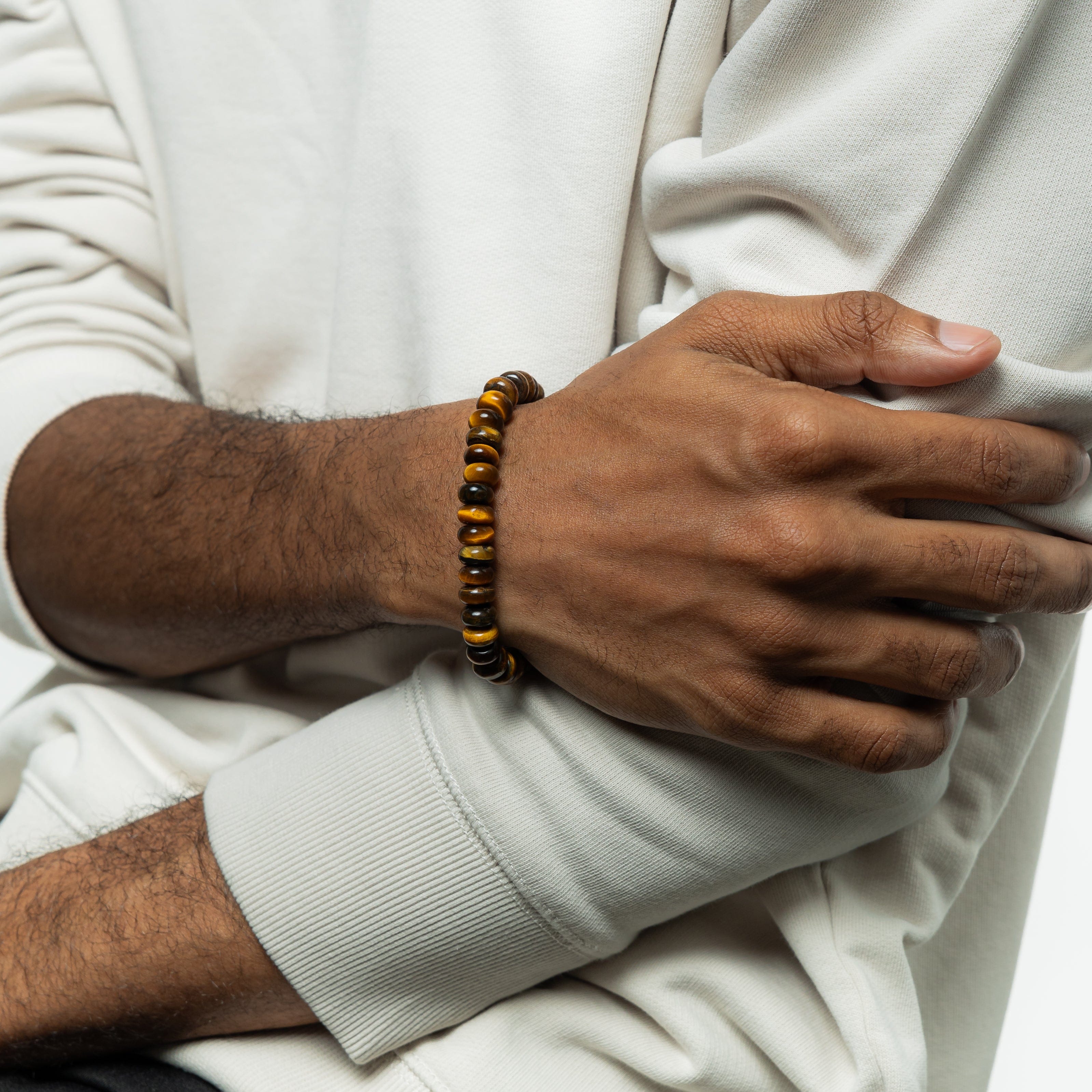 Packaged Serenity Tigers Eye bead bracelet in a velvet pouch, perfect for gifting.
