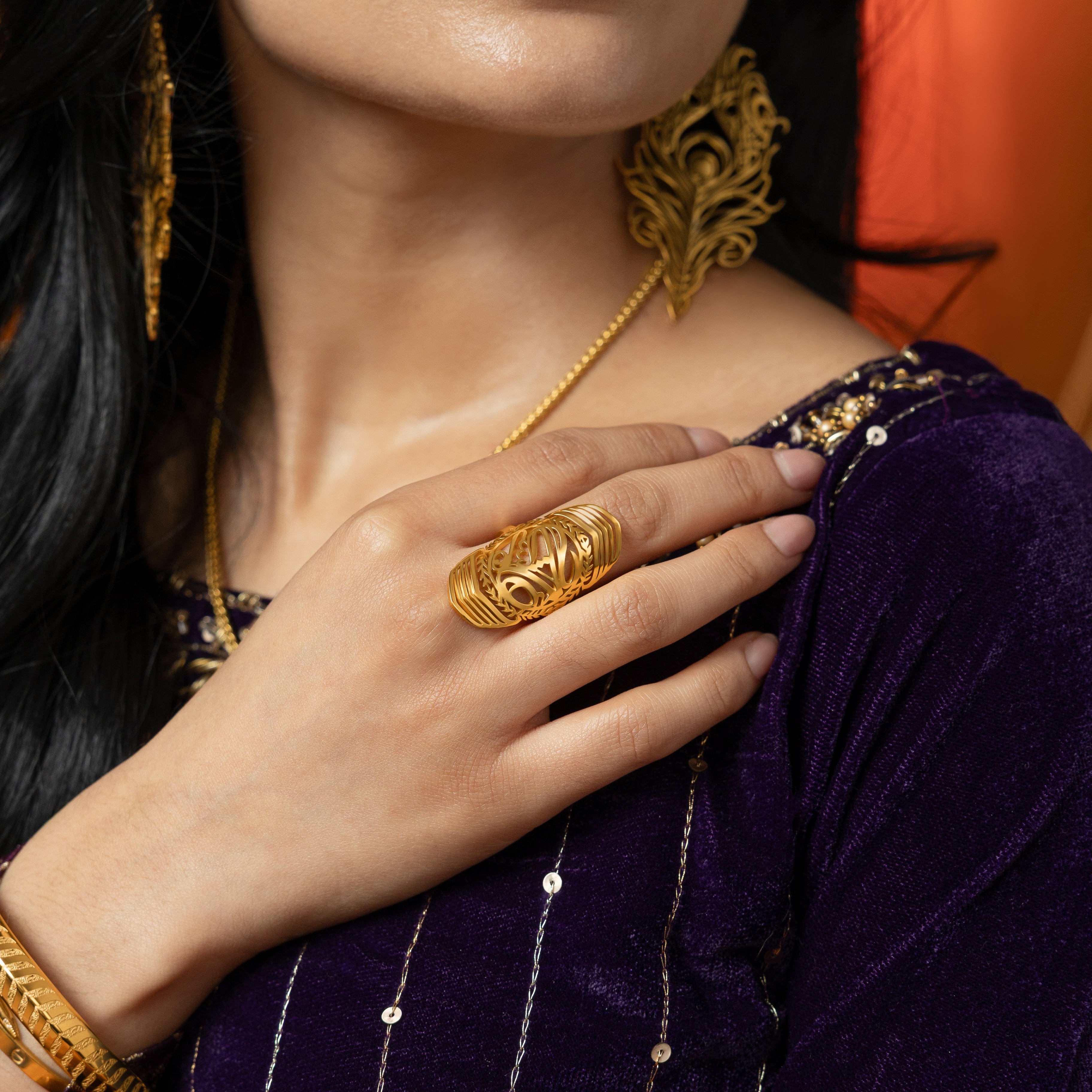 Sufficient Strength Ring in Nominal Velvet Pouch, perfect for gifting.