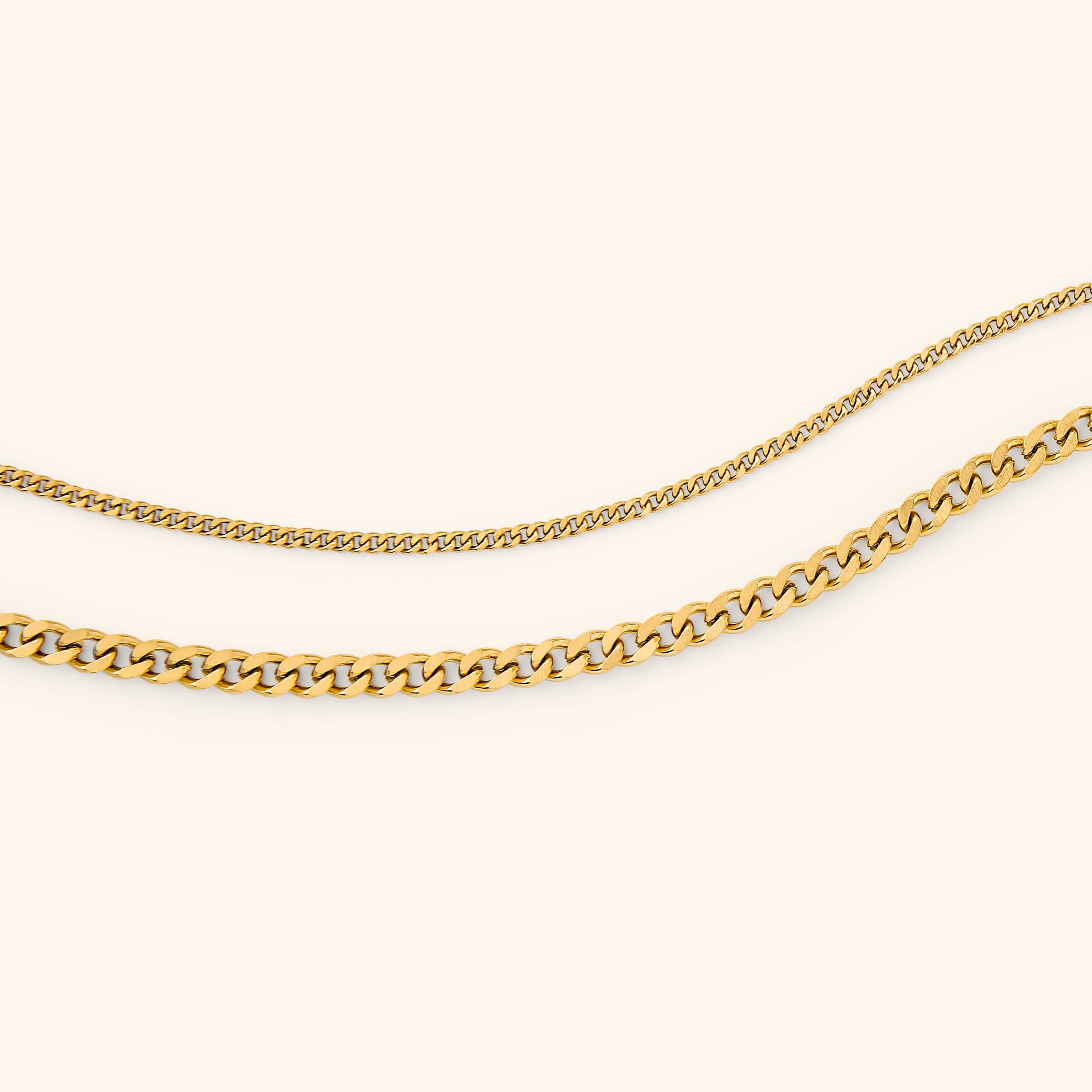 Elegant curb chain anklet showcasing flat links and gold finish.