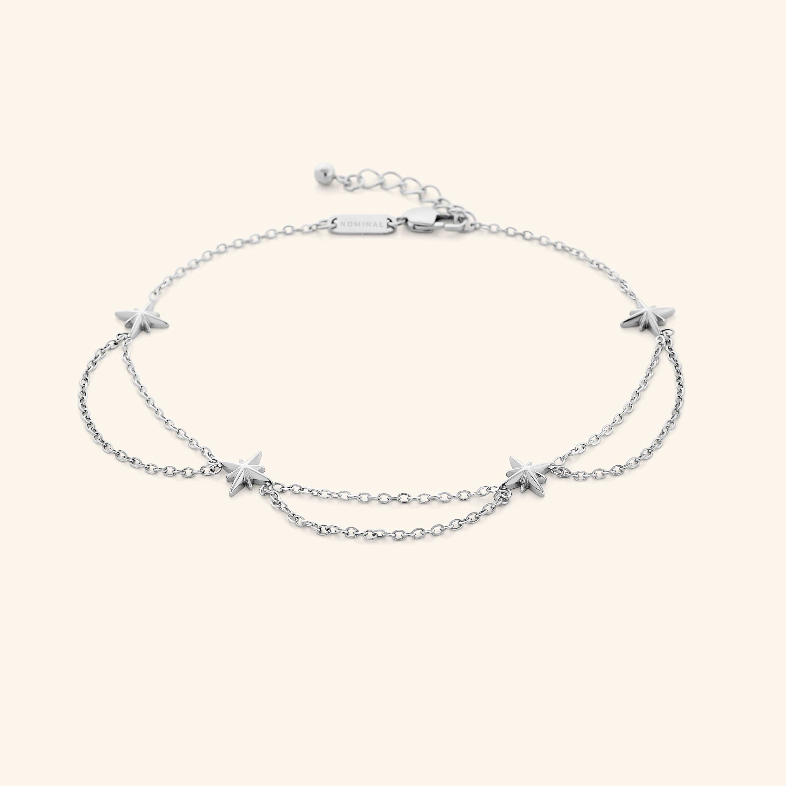 Lifestyle shot of a woman wearing the waterproof gold anklet, showcasing its elegance.