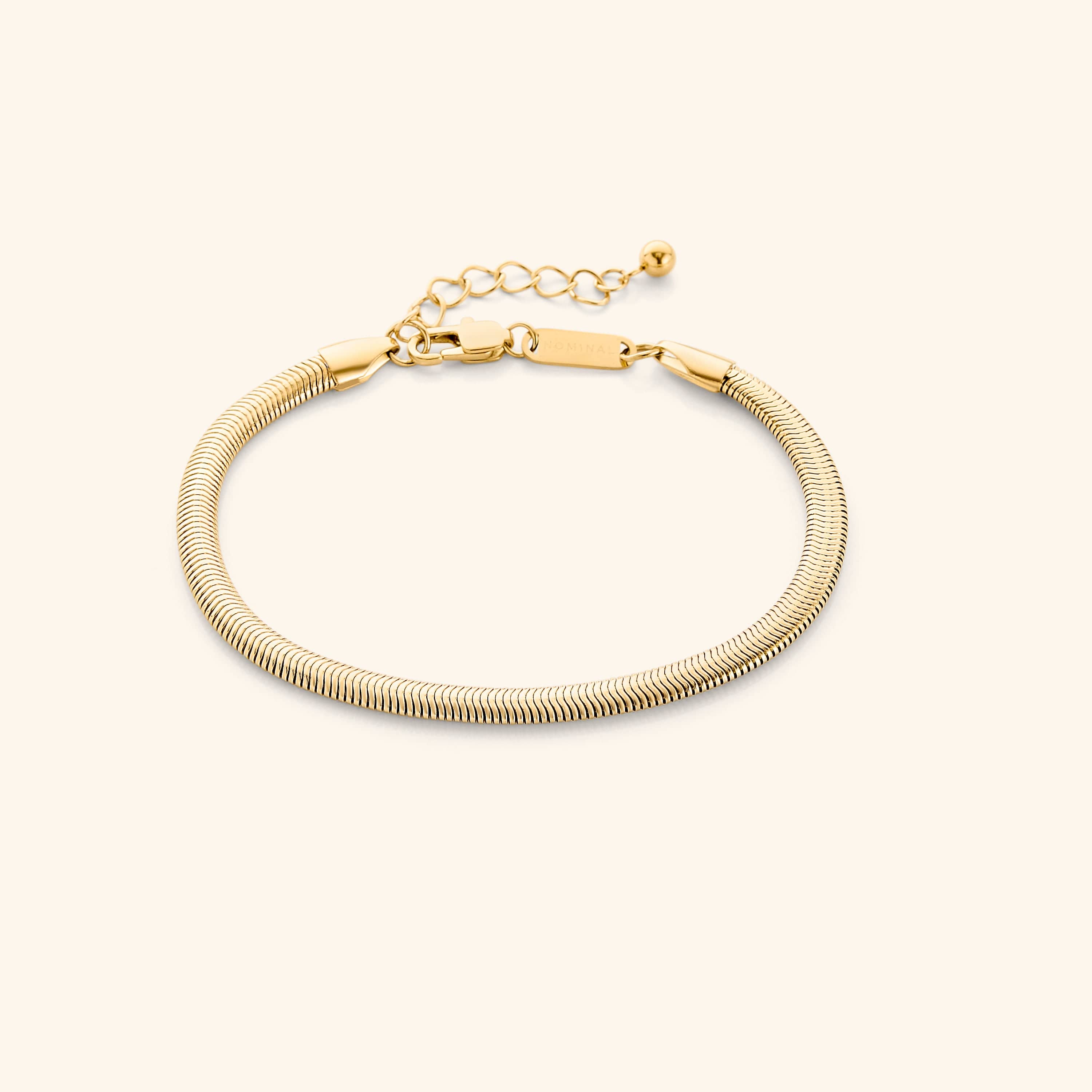 Liquid Gold Rounded Snake Bracelet showcasing its elegant design and shine.