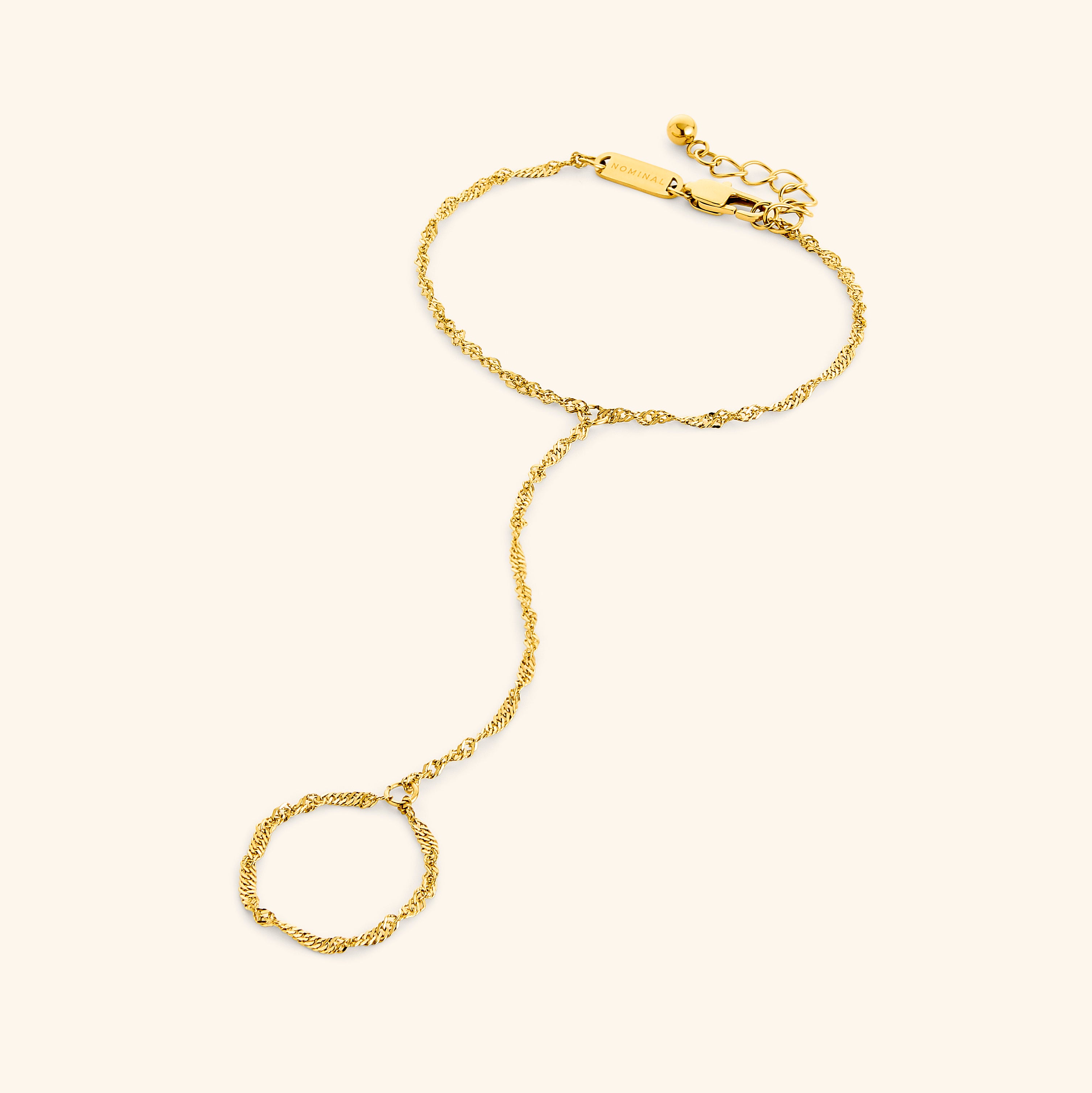 Elegant twisted hand chain showcasing a unique twisted design, perfect for sensitive skin.