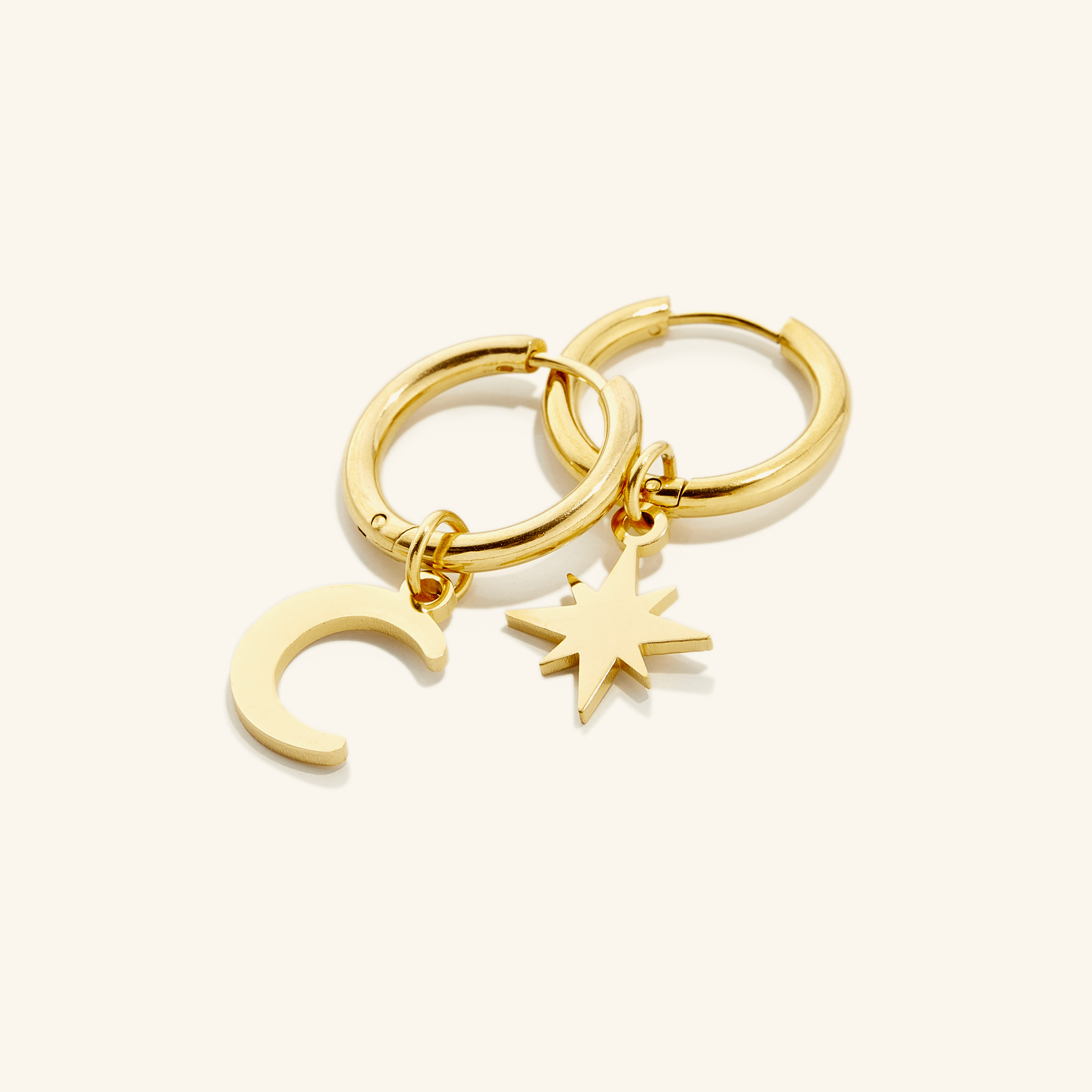 Front view of Celestial Gold Hoop Earrings showcasing their elegant design