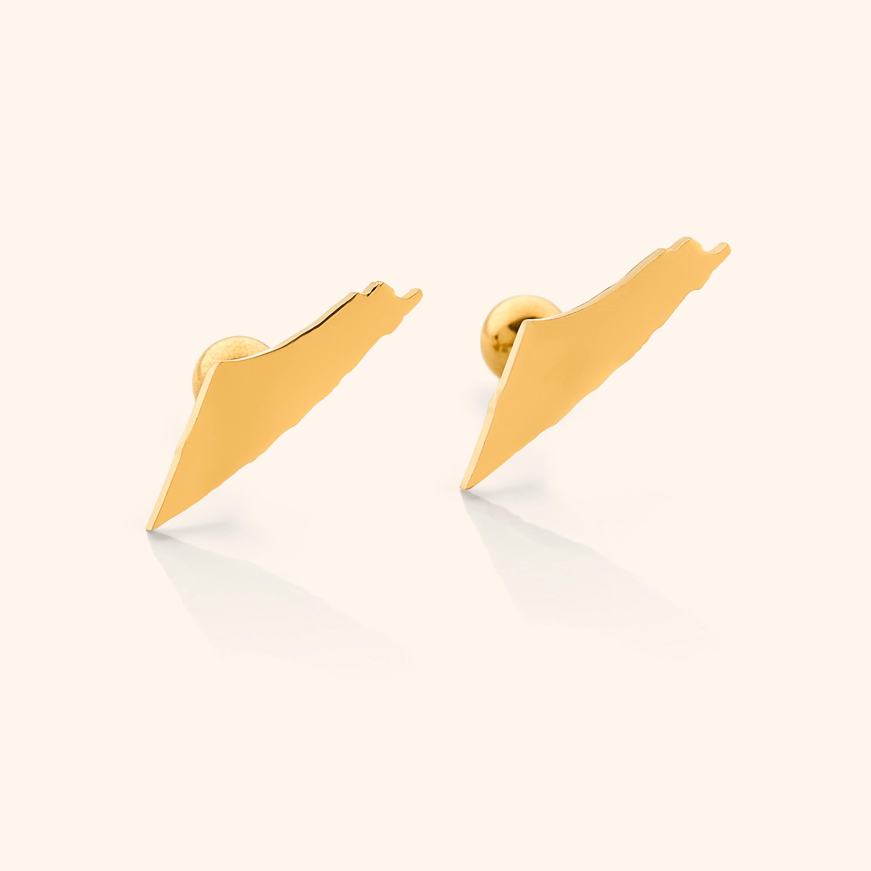 Close-up of Timeless Country Gold Stud Earrings highlighting the shine and details.