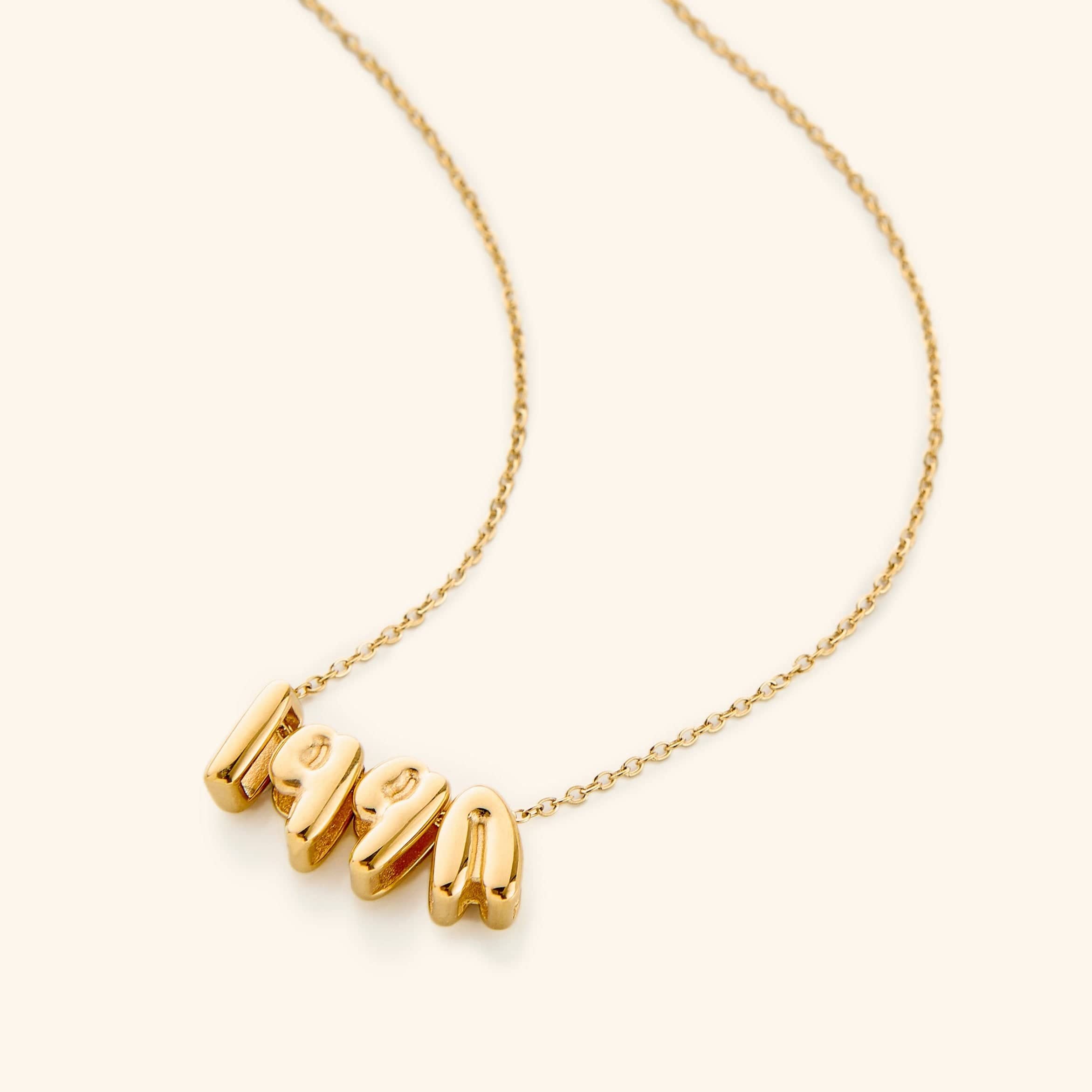 Close-up view of the personalized Arabic birthyear charm necklace showcasing its elegant design.
