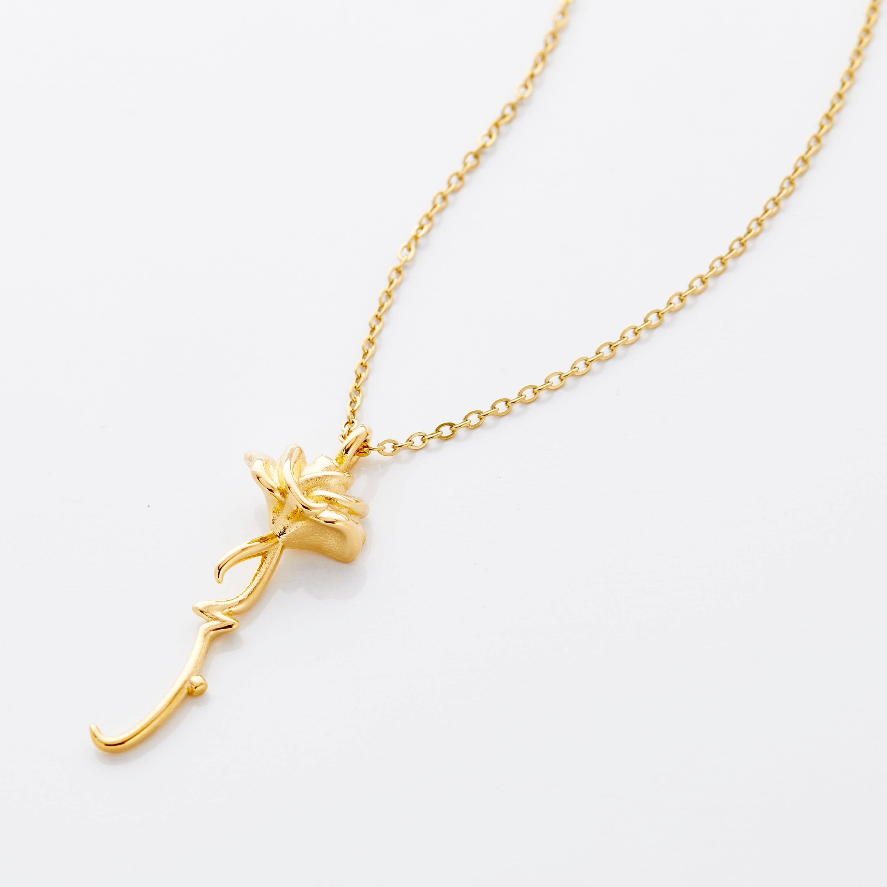 Close-up view of the Eternal Love Rose Pendant Necklace showcasing its intricate design.