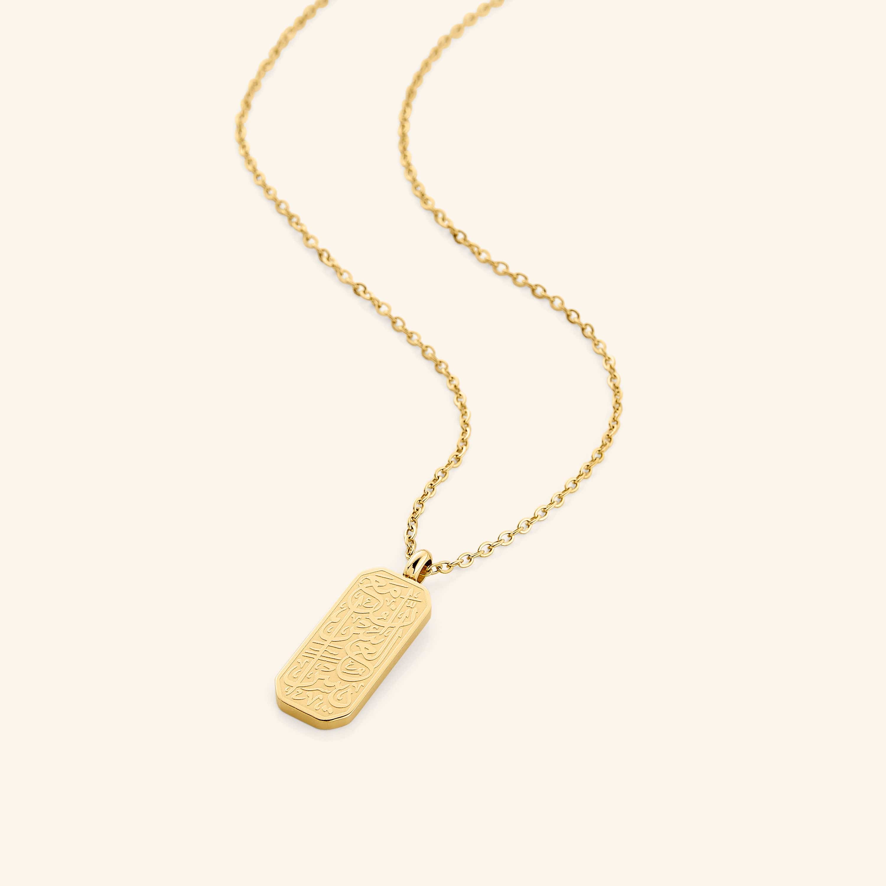 Graceful Ease Calligraphy Pendant Necklace showcased on a model, highlighting its elegant design.