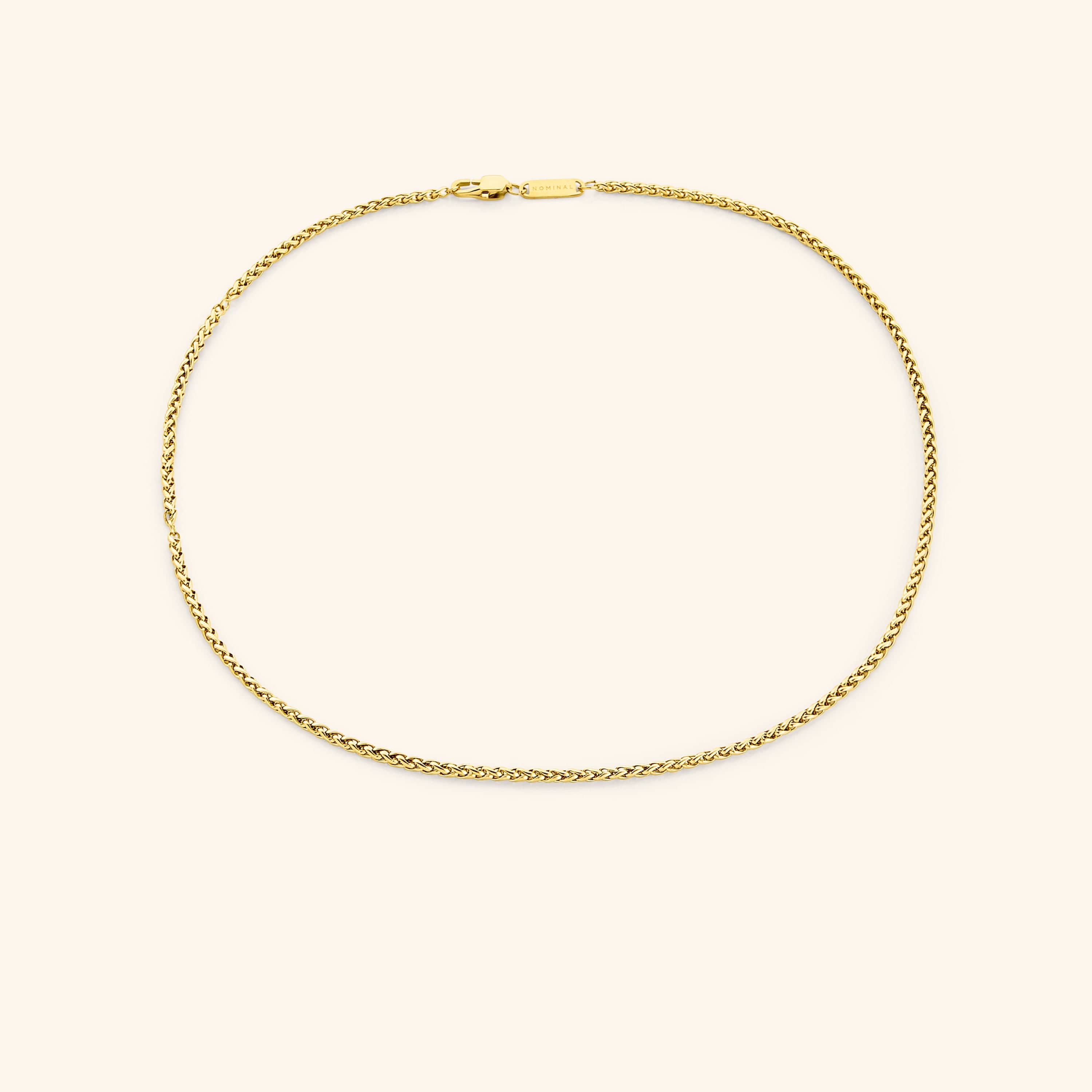 Close-up of the Elegant Wheat Chain Choker showcasing its fine details and woven design.