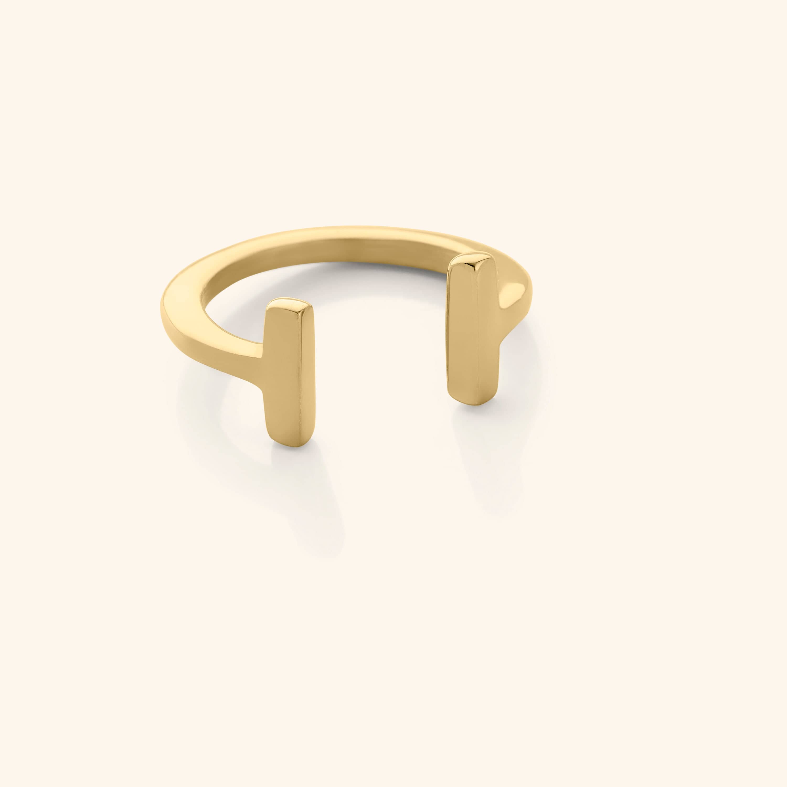 Pillar Elegance Ring showcasing its unique open design from the side.