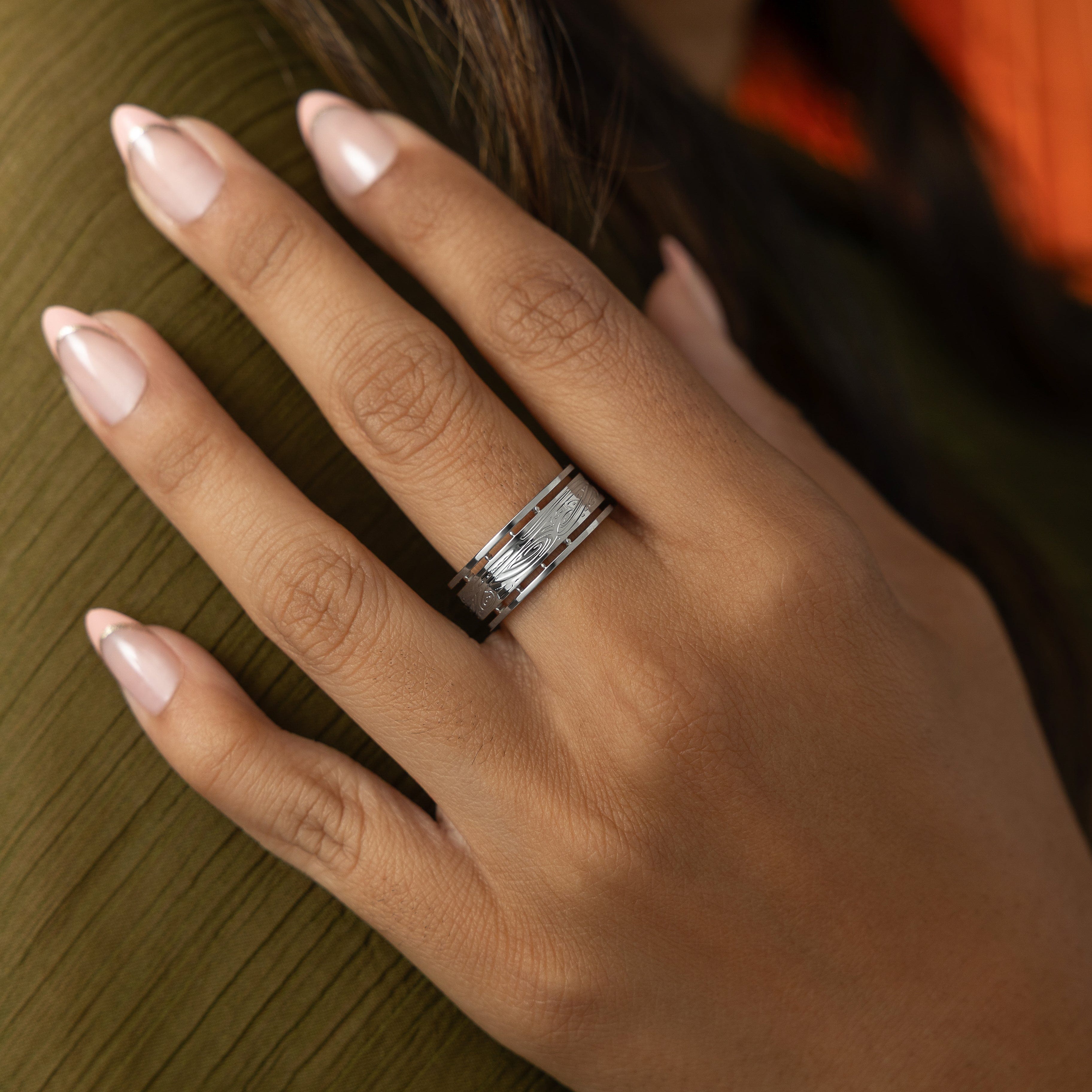SABIREEN ring displayed in a velvet pouch, emphasizing its premium packaging.