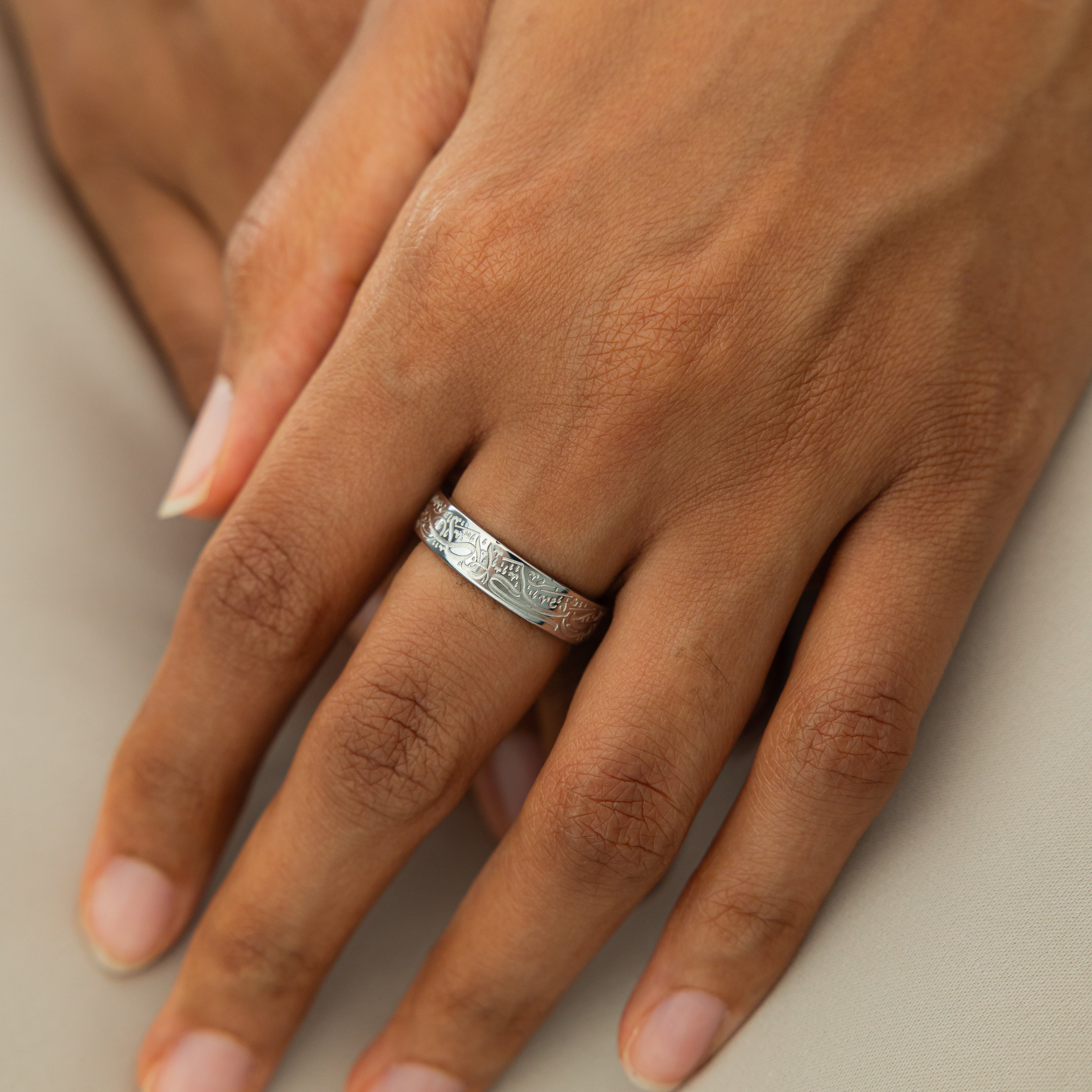 Rumi ring with gold plating displayed in velvet pouch