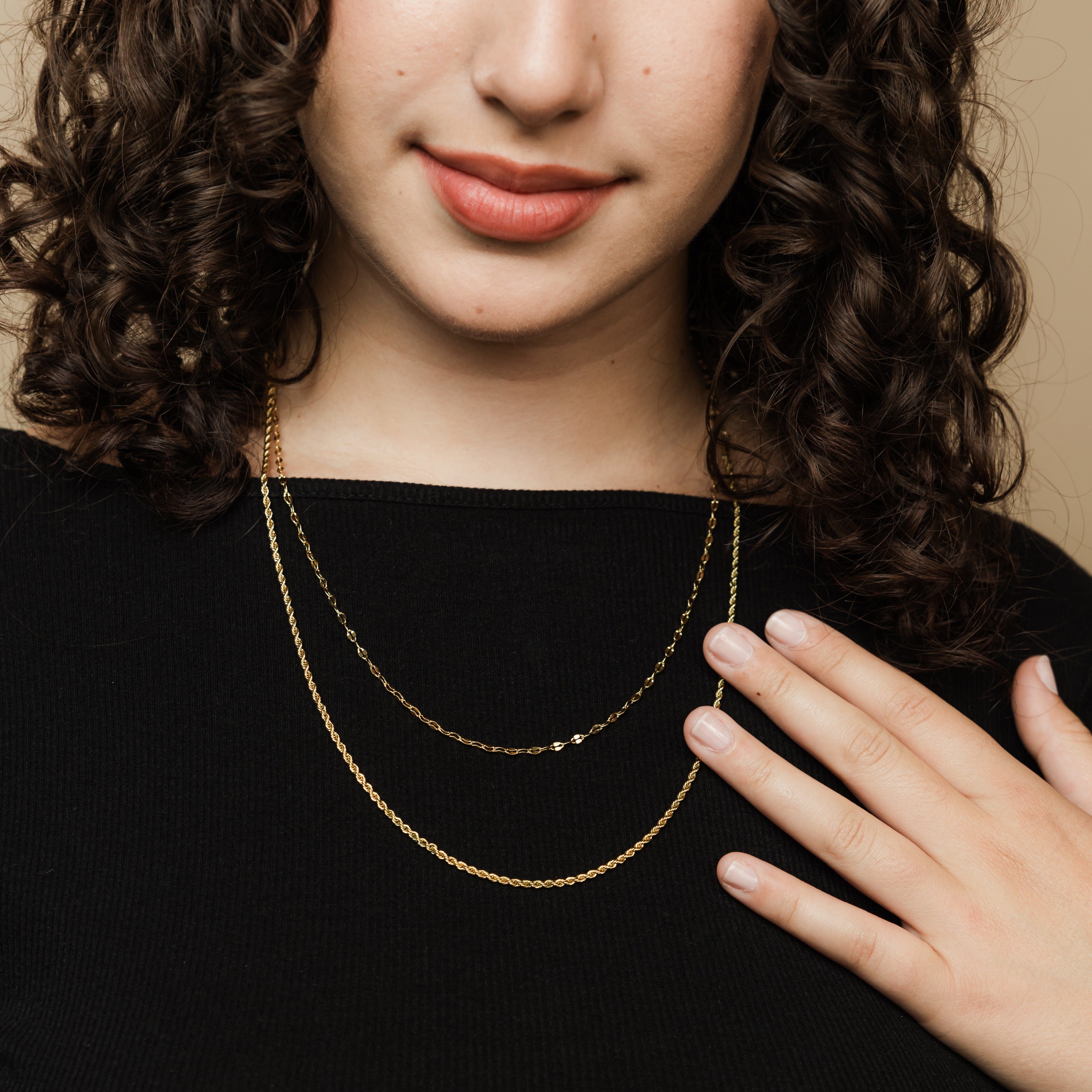 Rope Chain styled separately showing its bold thickness