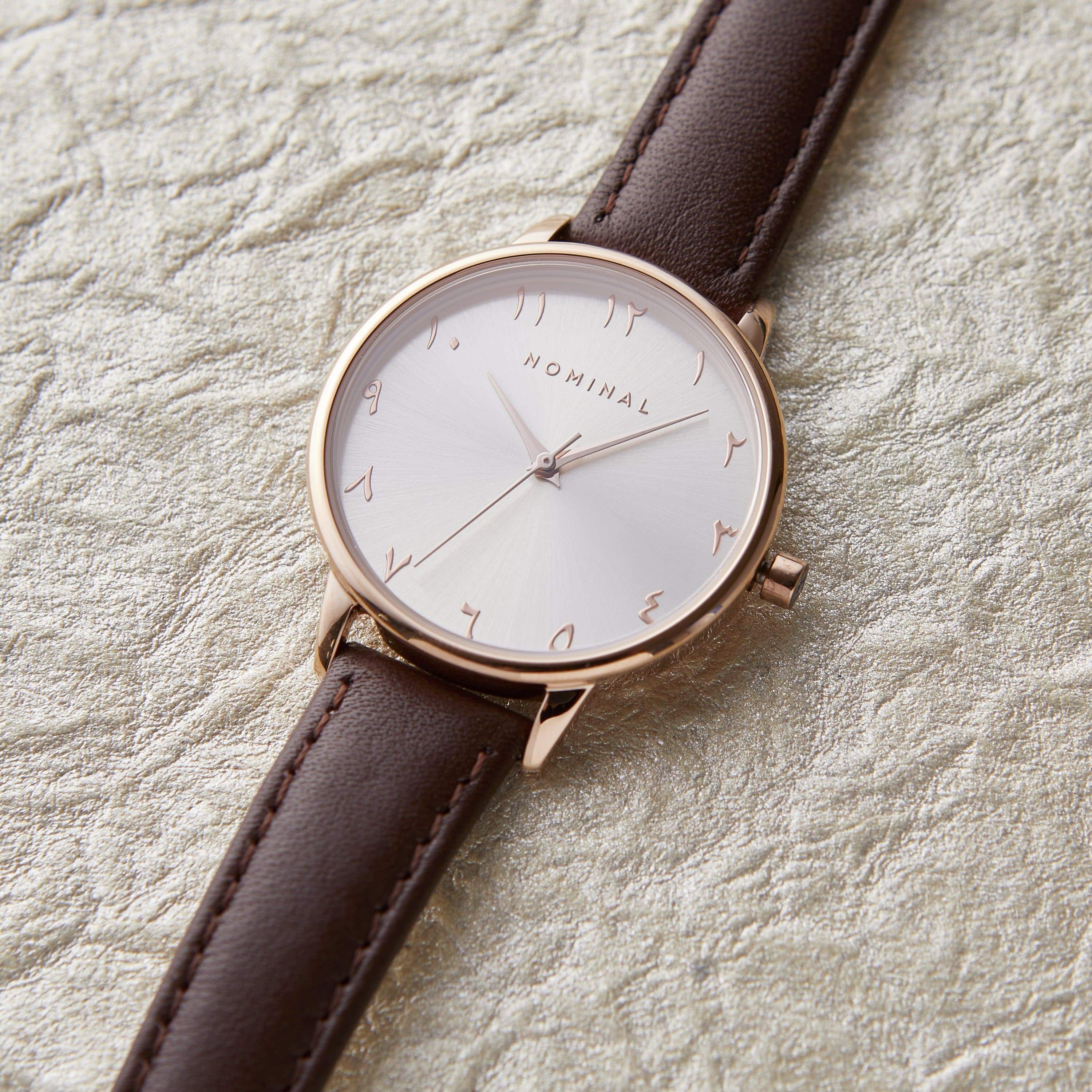Timeless Forest Rose Gold Watch displayed on a wrist, showcasing its elegant design.