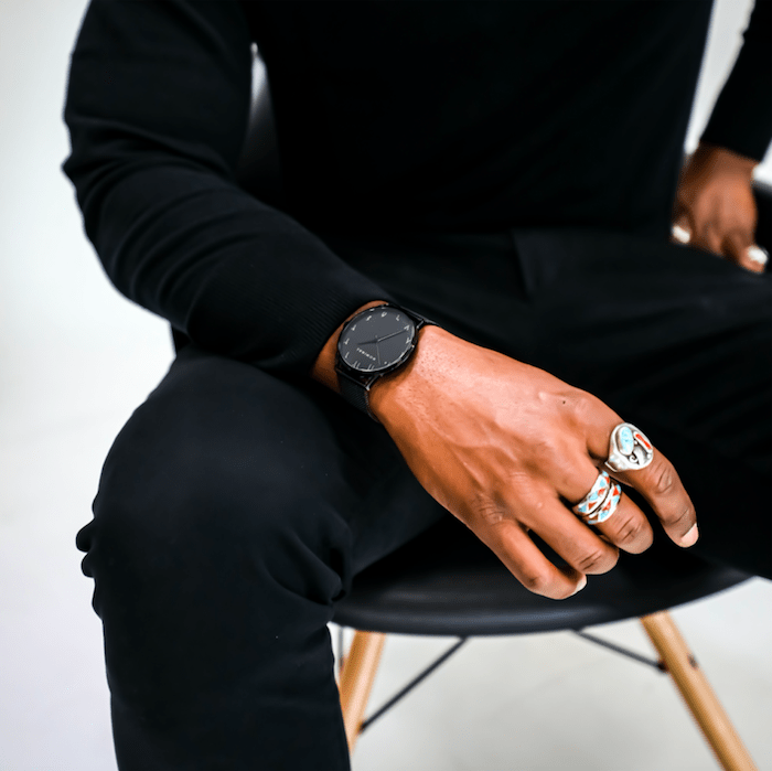 Phantom Luxe watch styled with casual wear, highlighting its versatility in fashion.